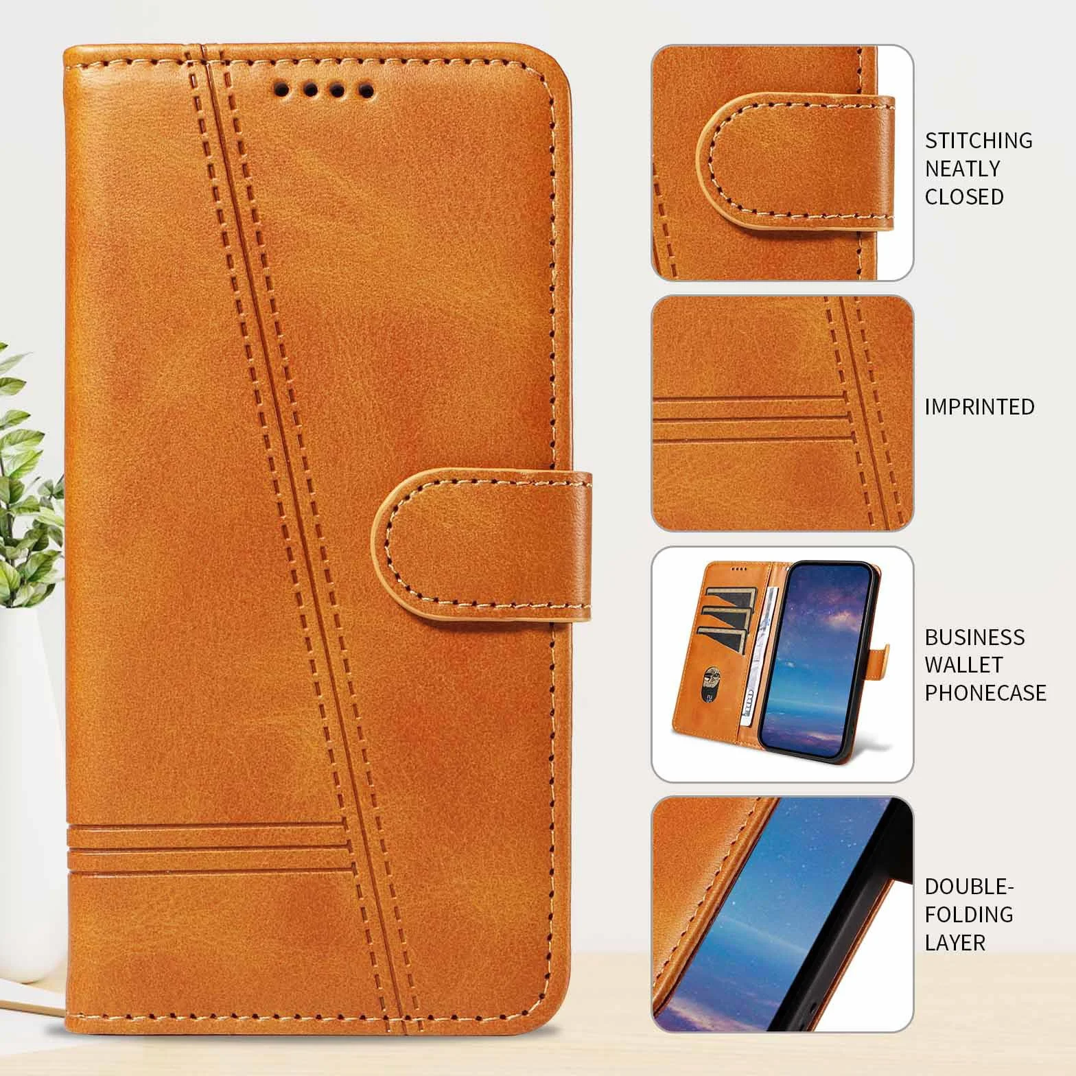 Etui z klapką do Samsung Galaxy S25 Ultra/S25 Plus/S25, skórzane etui portfelowe na telefon z stojakiem na karty, etui foliowe, odporne na wstrząsy, z tworzywa TPU wewnątrz, żółte, S25plus