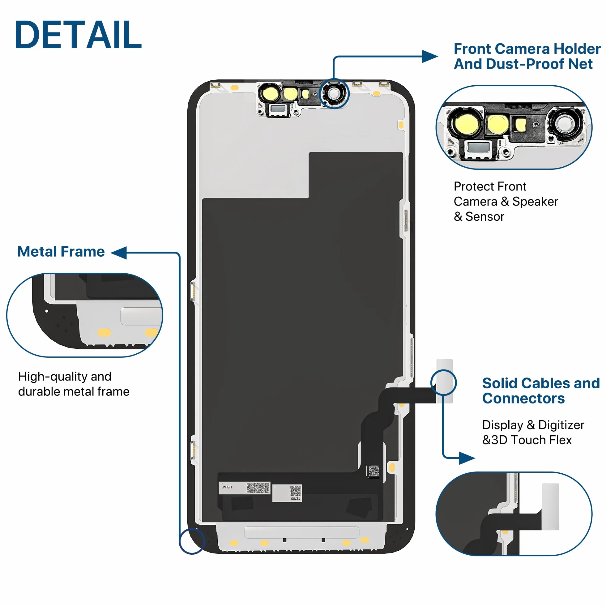 iPhone 13 zestaw zamienny ekranu 6,1 cala wyświetlacz LCD 3D dotykowy Full HD Digitizer pełny montaż zestawy naprawcze wodoodporna ramka naklejka + ochraniacz ekranu dla A2633 A2482 A2631 A2634