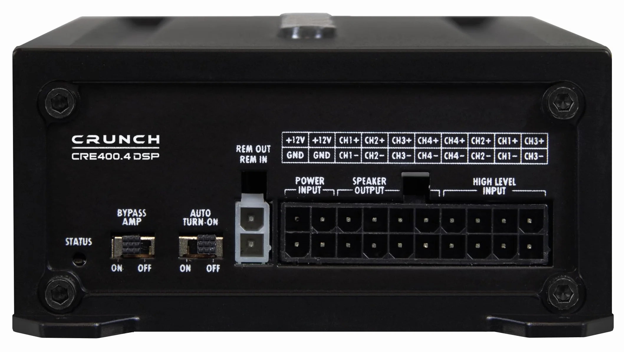 CRUNCH CRE400.4DSP-ISO - 4-kanałowy wzmacniacz samochodowy CLASS A/B - 4 x 50W - z wbudowanym 6-kanałowym 32-bitowym DSP - zintegrowanym Bluetooth dla przesyłania audio i sterowaniem aplikacją |