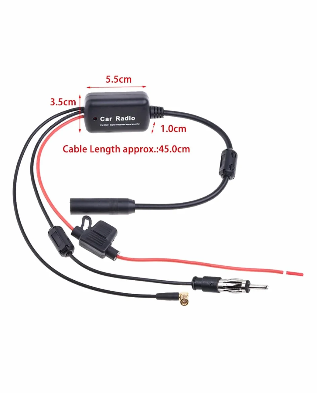 Vecys Wzmacniacz Sygnału Anteny Samochodowej FM/AM 12V Cyfrowy Booster DIN Żeński do DIN Męski do SMB Żeński Kątowy Adapter