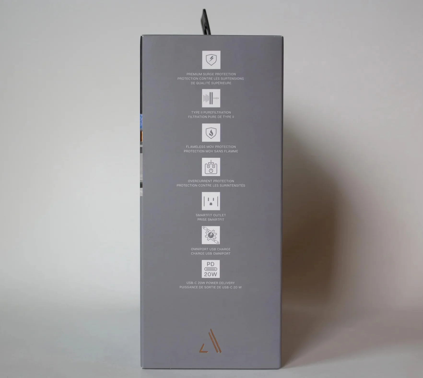 Przedłużacz gniazdka z serii V, 4 gniazdka, listwa zasilająca, 2 USB C i 1 zasilacz USB A 2,4 A 20 W, 3000 J Multi Plug EMI/RFI, 5 lat na komponenty