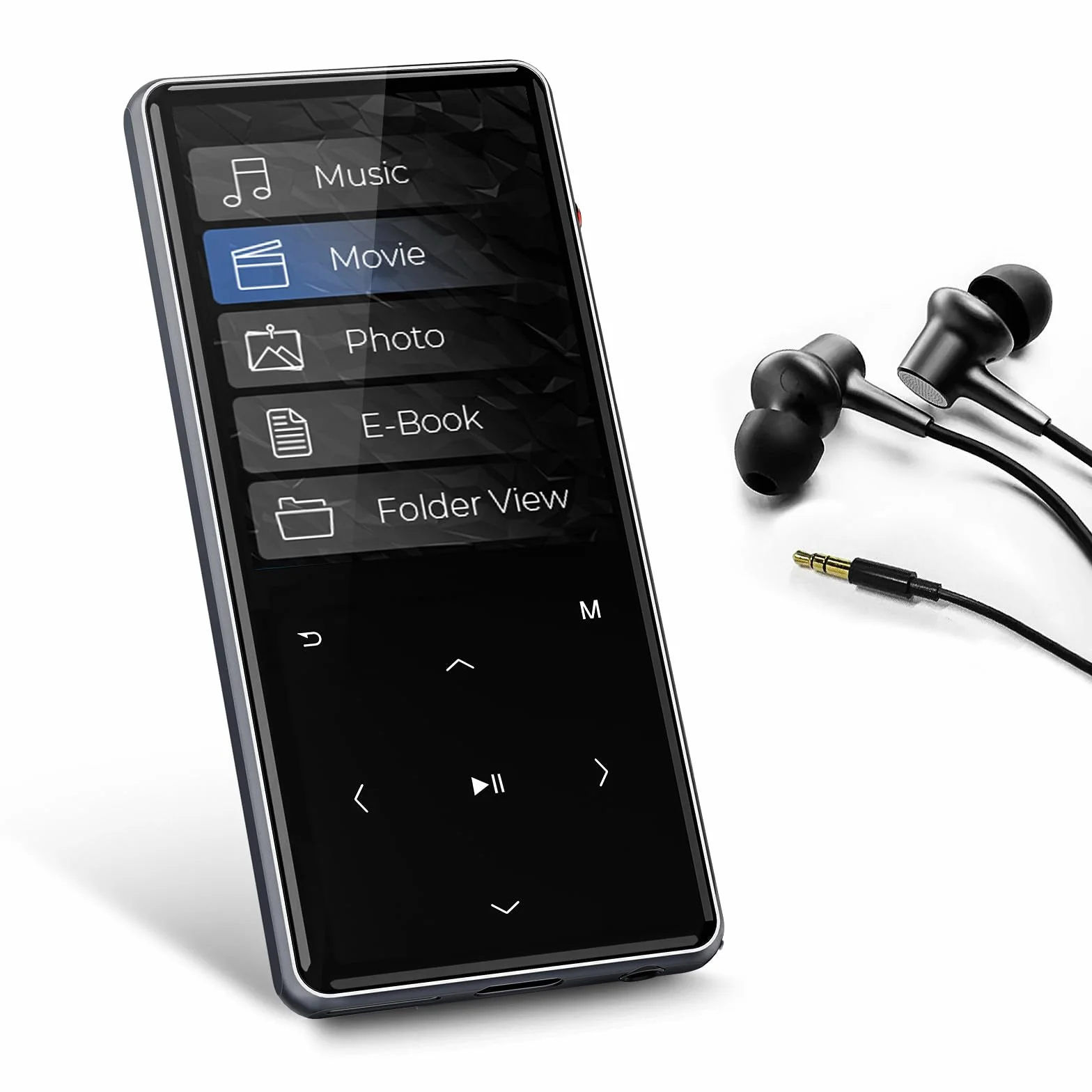 HIFI WALKER Odtwarzacz MP3 M7 – 128 GB, Bluetooth 5.0, ekran dotykowy 2,4 cala, odtwarzacz muzyczny z głośnikiem, mini rejestrator głosu ze słuchawkami, przyciskami dotykowymi, przeglądarką zdjęć