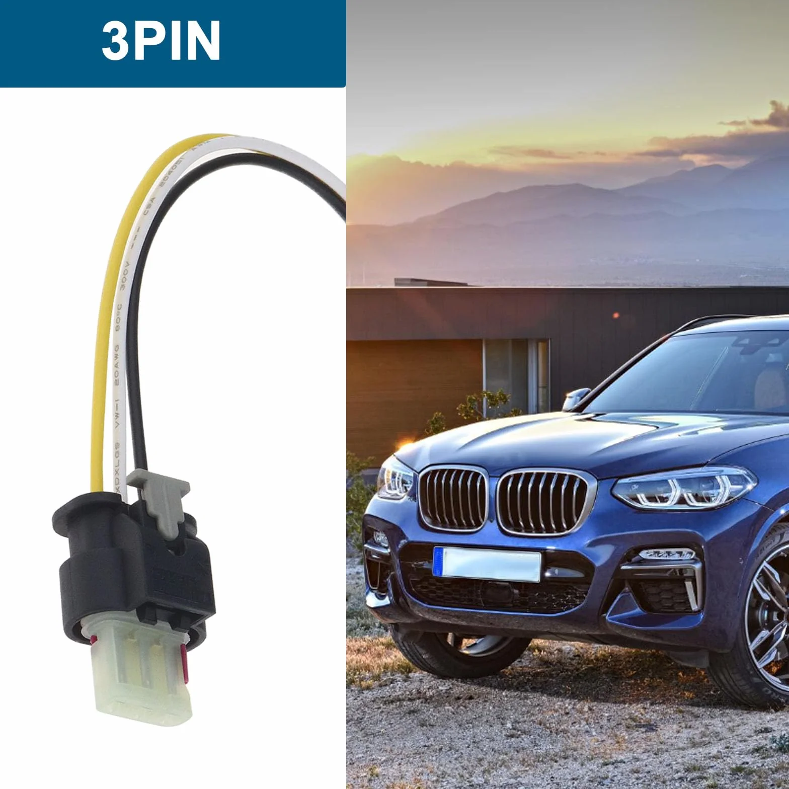 Create idea 3-pinowe złącze czujnika parkowania PDC 2359997 złącze czujnika samochodowego wtyczka wiązki przewodów 15 cm, kompatybilne z BMW X3 F25 X5 E70 F10 F11 część zamienna czujnika samochodowego