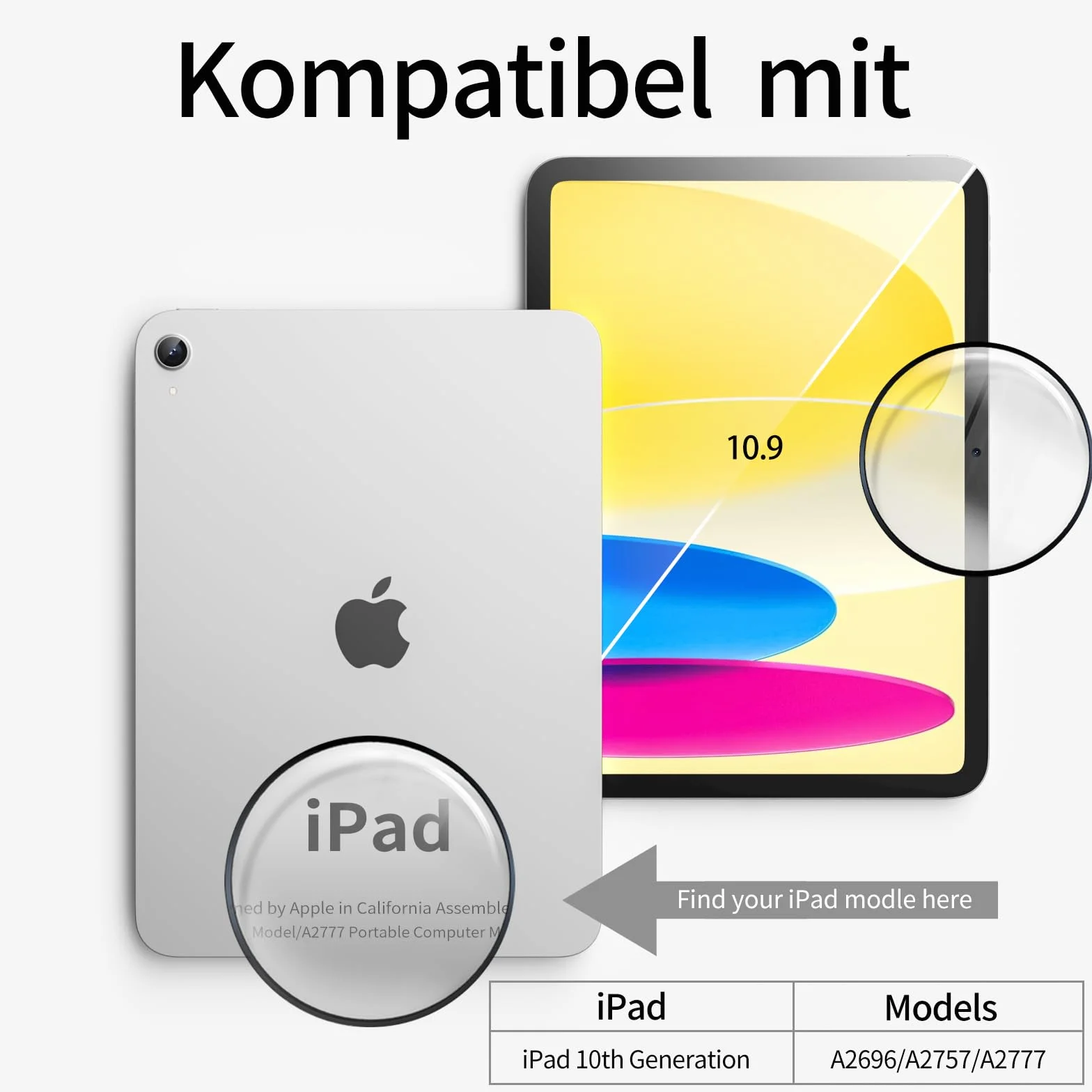 Etui na iPad (A16) 11. generacji 11 cali 2025, iPad 10. generacji 10,9 cala 2022 z uchwytem na długopis, funkcja Auto Wake/Sleep, obsługuje Touch ID, Slim Trifold Stand Protective Cover