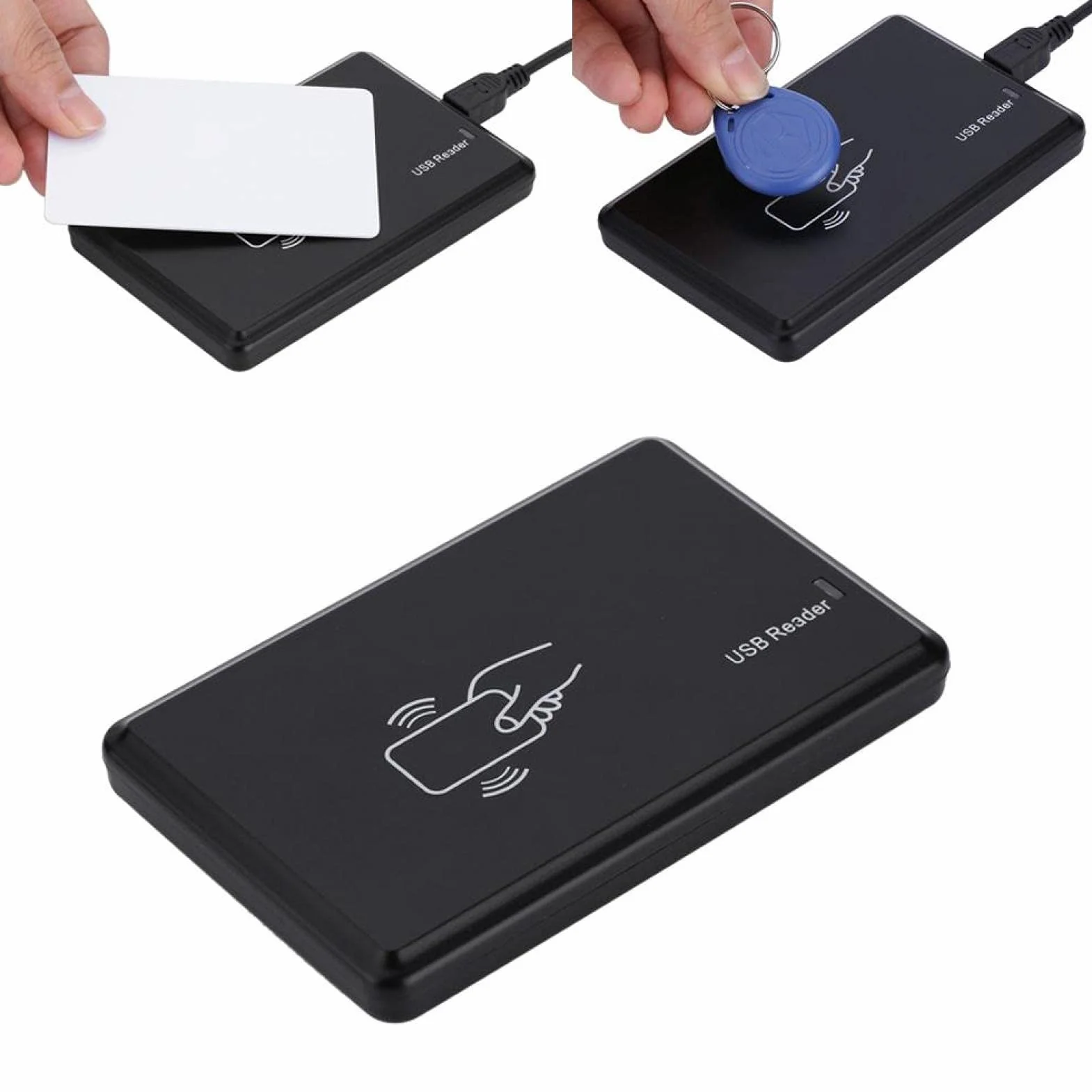 Nikou Czytnik i Zapisywacz kart RFID, Czytnik kart USB, Zapisywacz i Kopiarka kart identyfikacyjnych 125 kHz USB Duplikator kart RFID z 5 szt. breloczkami do kluczy