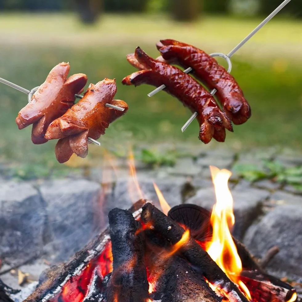 Drążek do ogniska, widelec teleskopowy, widelec grill, stal nierdzewna, szpikulec grill z uchwytem teleskopowym do paleniska 24,5-86 cm