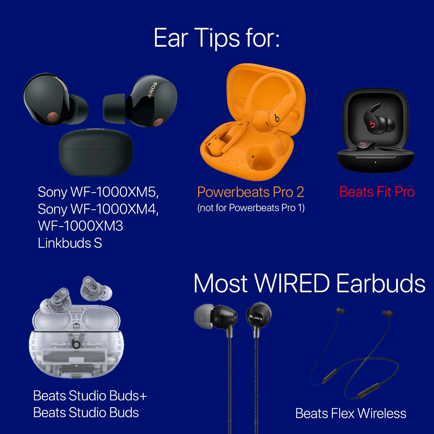 AirFoams Pro końcówki do uszu z pianki z pamięcią kształtu do Sony WF-1000XM4, Beats Fit Pro, Buds 2 Pro