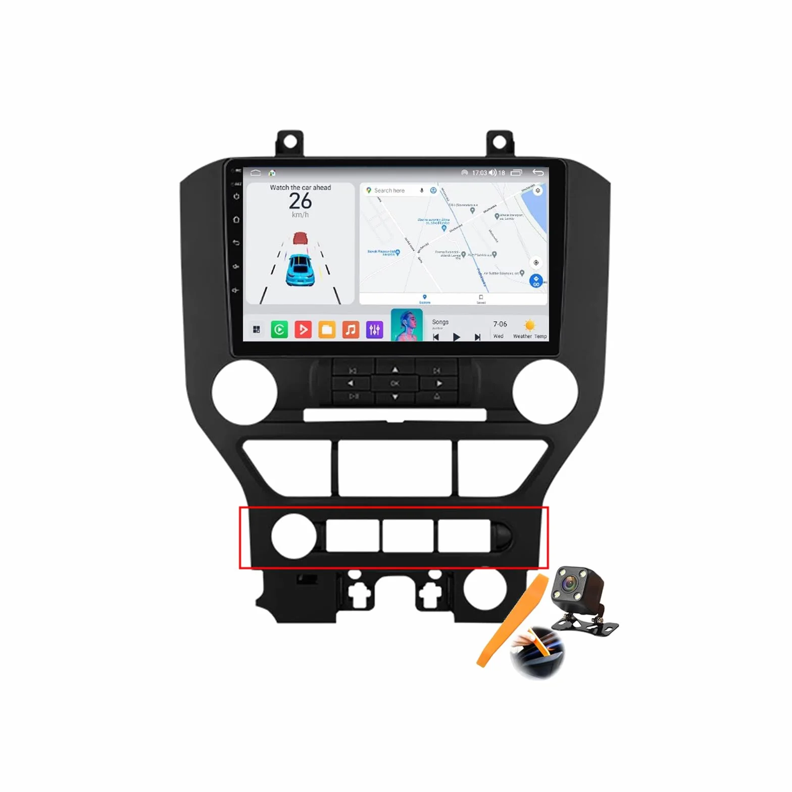 A,M6 Pro3,YLOXFW Android 15.0 Stereo zamiennik dla Mustanga 2014-2021 Radio samochodowe z nawigacją GPS 9-calowy przenośny odtwarzacz multimedialny DVD Odbiornik FM BT z Android Auto CarPlay