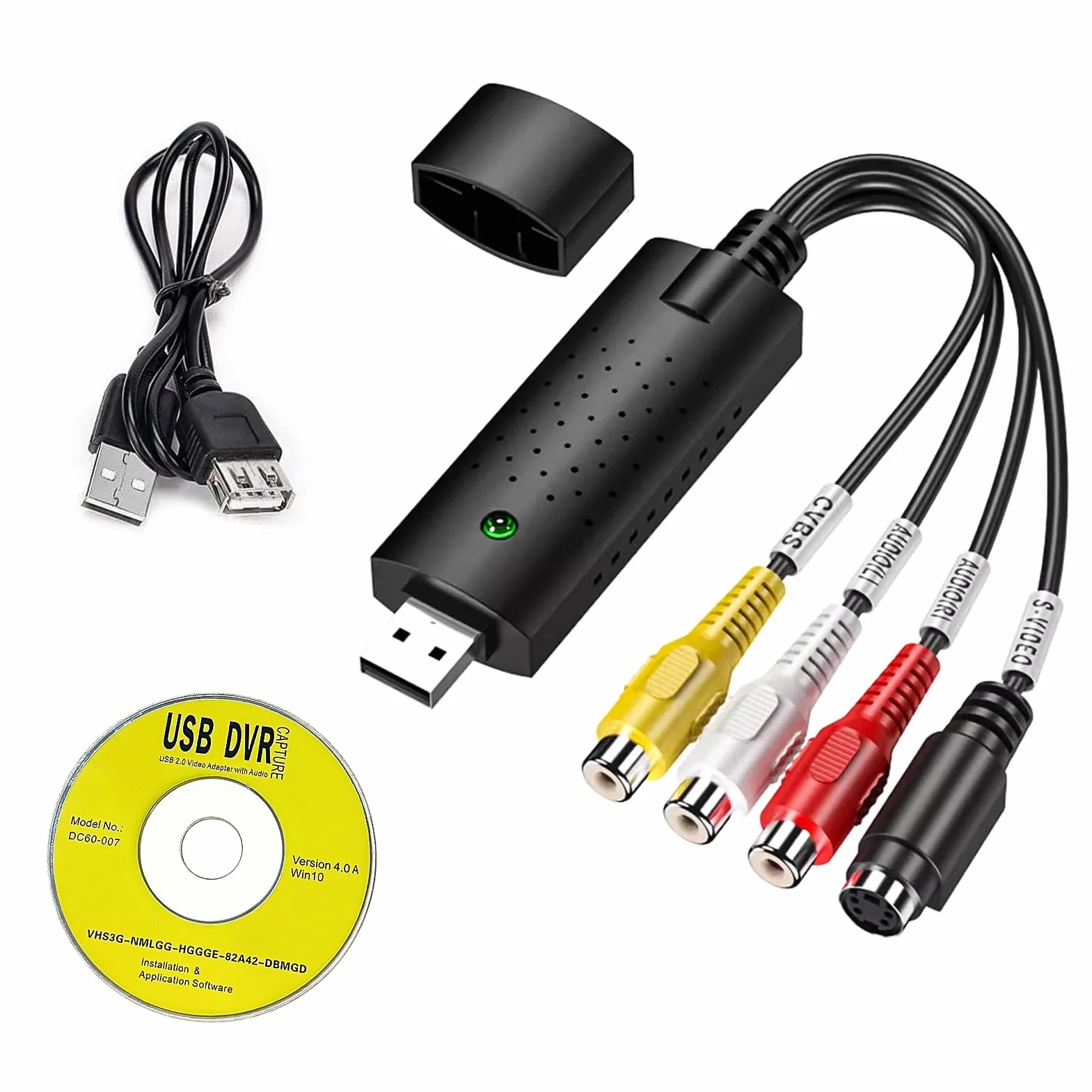 Konwerter audio wideo USB 2.0, VHS na PC, obsługuje Windows 11/10/8/7 i Mac, idealny do VCR/VHS/DVD - digitalizacja i edycja w wysokiej rozdzielczości
