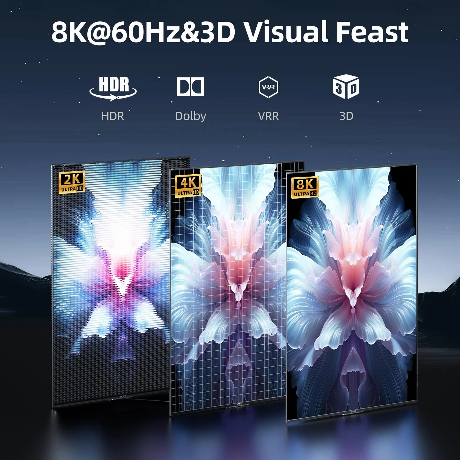llano Przełącznik HDMI 2.1, HDMI 8K dwukierunkowy rozdzielacz 8K 60 Hz, 4K 120 Hz, HDCP2.3, aluminiowy przełącznik HDMI do PS5/PS4, TV Box/Xbox Series X/S, TV Fire Stick, itd.