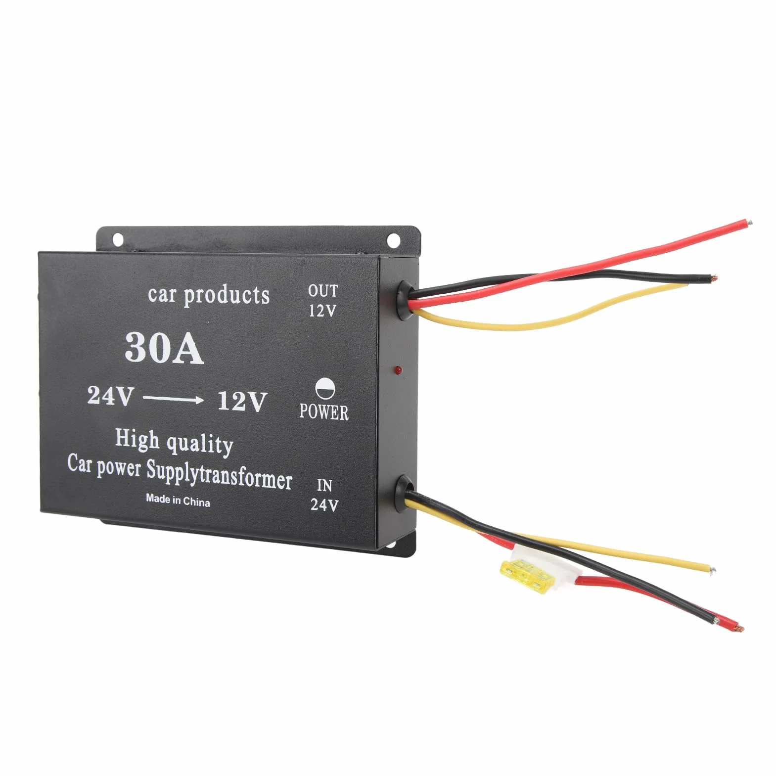Przetwornica zasilania samochodu 30A 24V do 12V napięcie prądu stałego Adapter obniżający napięcie do lodówki samochodowej odtwarzacz DVD kamera stop aluminium czarny
