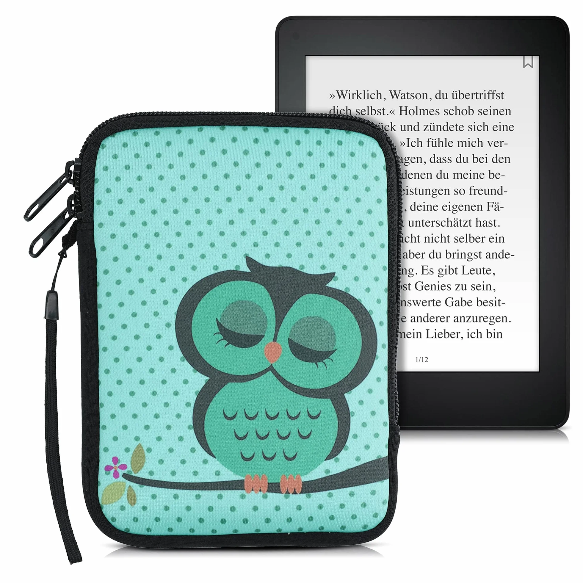 kwmobile pokrowiec ochronny do czytnika e-czytników - Etui ochronne 17 x 12 x 2 cm do neoprenowego e-czytnika - lodowaty turkusowo-brązowy