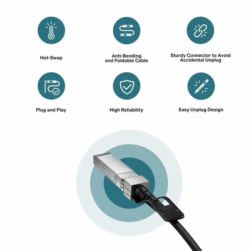 TP-Link TL-SM5220-1M | Kabel DAC SFP+ 10G | Długość 1 m | Plug and Play