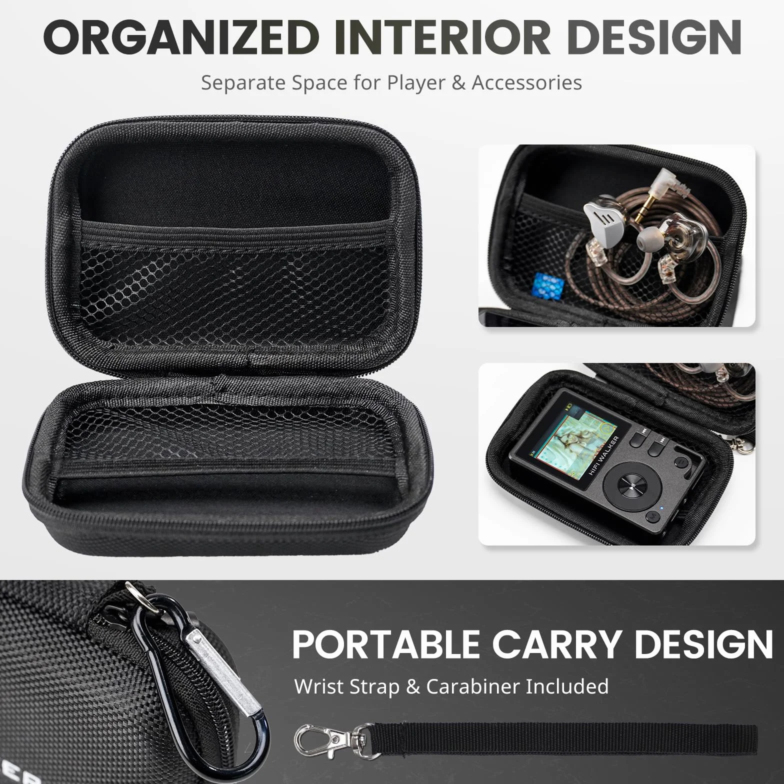 Etui ochronne do odtwarzacza MP3, kompatybilne z HIFI WALKER H2, H2 Touch i G7, przenośne twarde etui EVA na słuchawki, kabel USB i karty pamięci, tylko kieszeń