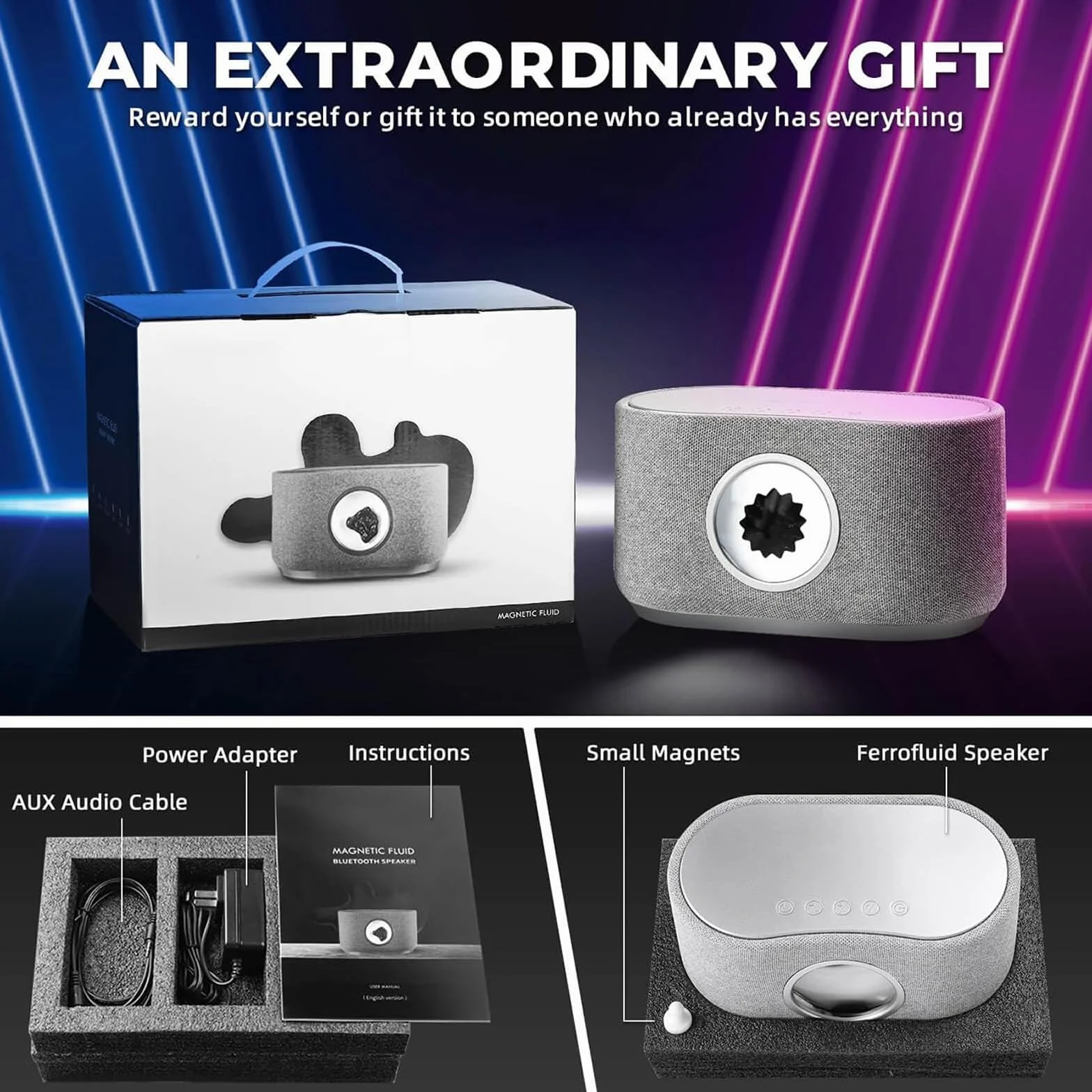 Głośnik Z Płynem Magnetycznym, Głośnik Ferrofluidowy Music Mate/sound Partner, Z Funkcją ładowania 15 W, Dźwiękiem Przestrzennym 360° Odbiór Muzyki W Domu Bluetooth 5.1 Audio, Do Domowego Telewizor