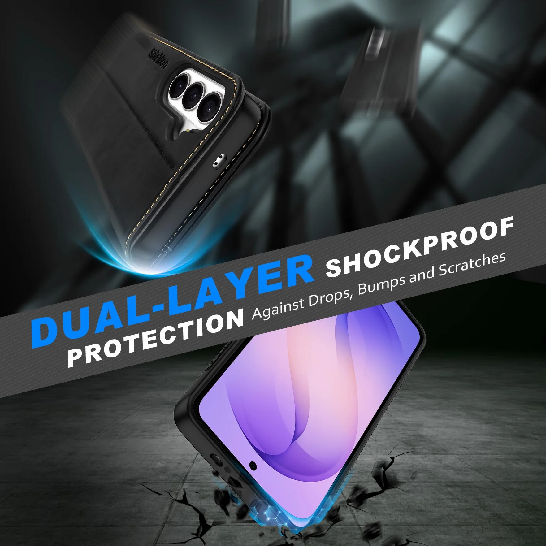 SHIELDON Prawdziwa Skóra Etui z Odpinanym Portfelem do Galaxy S26 6,3 cala, Magnetyczne ładowanie Bezprzewodowe, Blokada RFID, Uchwyt na Kartę, Podpórka, Klapka Odporna na Wstrząsy – Retro Czarne
