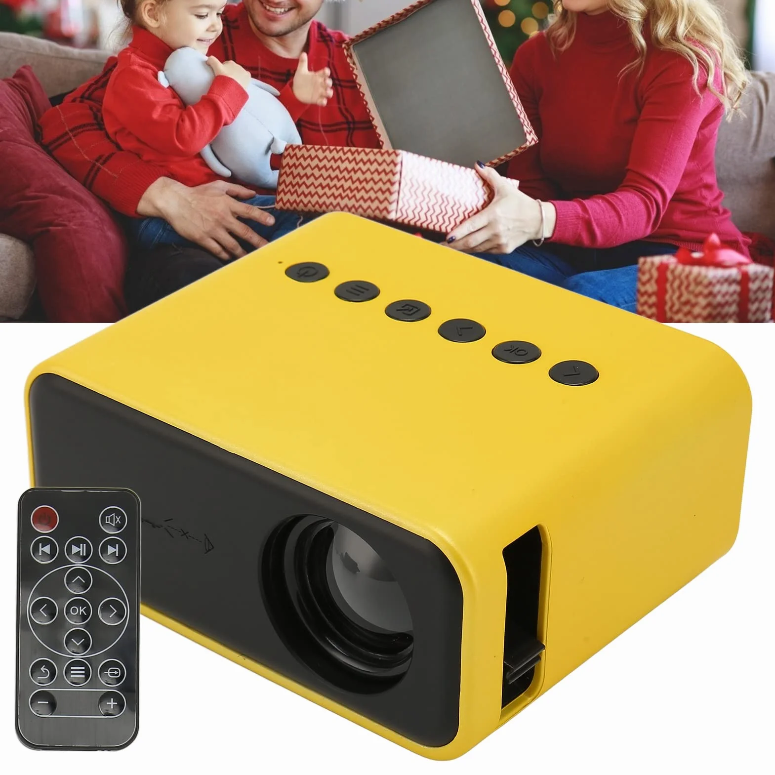 Mini Projektor, Przenośny Projektor Filmowy Full HD 1080P LED do Kina Domowego na Zewnątrz, na Kemping z Wieloma Portami Sprzętowymi, ochroną Oczu i Prezentem dla Odpowiedniego