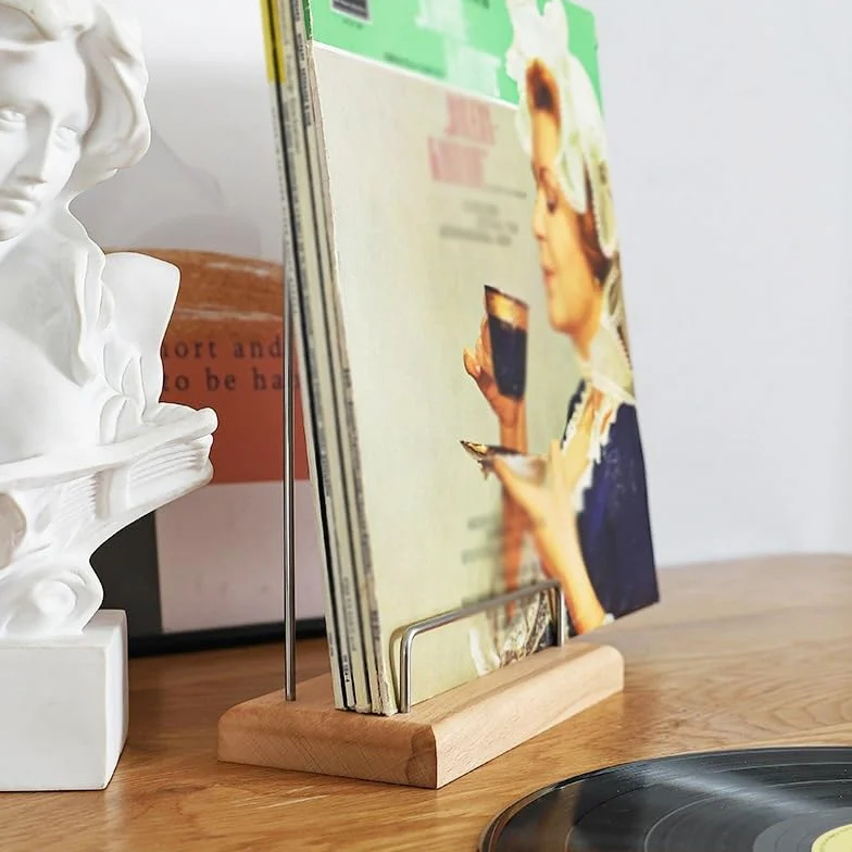 Stojak do przechowywania płyt CD, uchwyt na płyty winylowe, z litego drewna, uchwyt winylowy do wyświetlania płyt, prosty przenośny stojak na albumy, organizer na płyty (kolor: C)