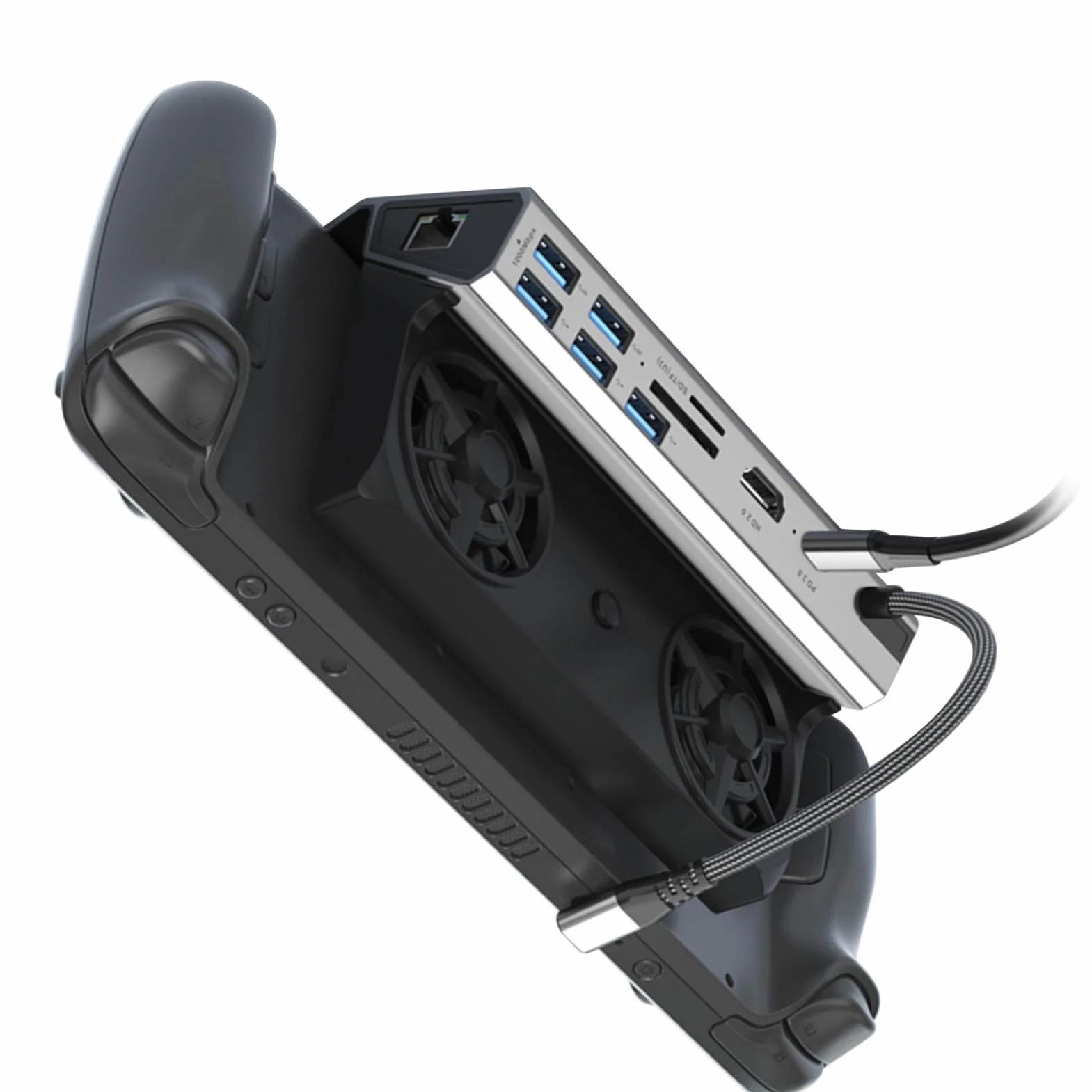 Ausla Stacja Dokująca Typu C Hub 10 W 1 USB C Stacja Dokująca z Podwójnym Wentylatorem Chłodzenie 4K 60 Hz 100 W PD RJ45 Czytnik Kart do Konsoli do Gier Granie na Komputerze Stacjonarnym i