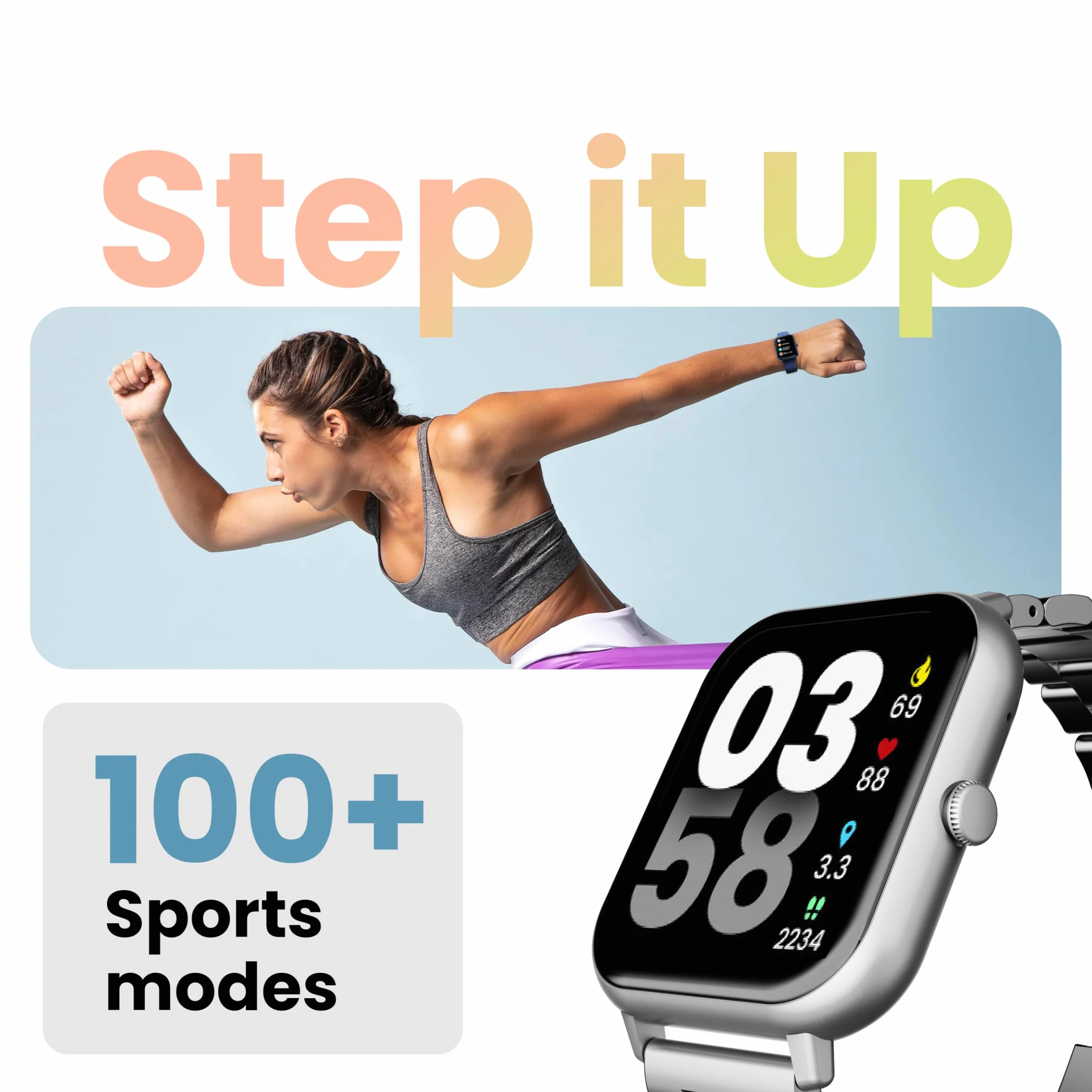 Boult Nowo wprowadzony na rynek Drift+ Smart Watch ekran HD 1,85'', połączenia Bluetooth, IP68, jasność 500 nitów, ponad 150 tarcz zegarków, asystent głosowy AI, monitorowanie SpO2, smartwatch z