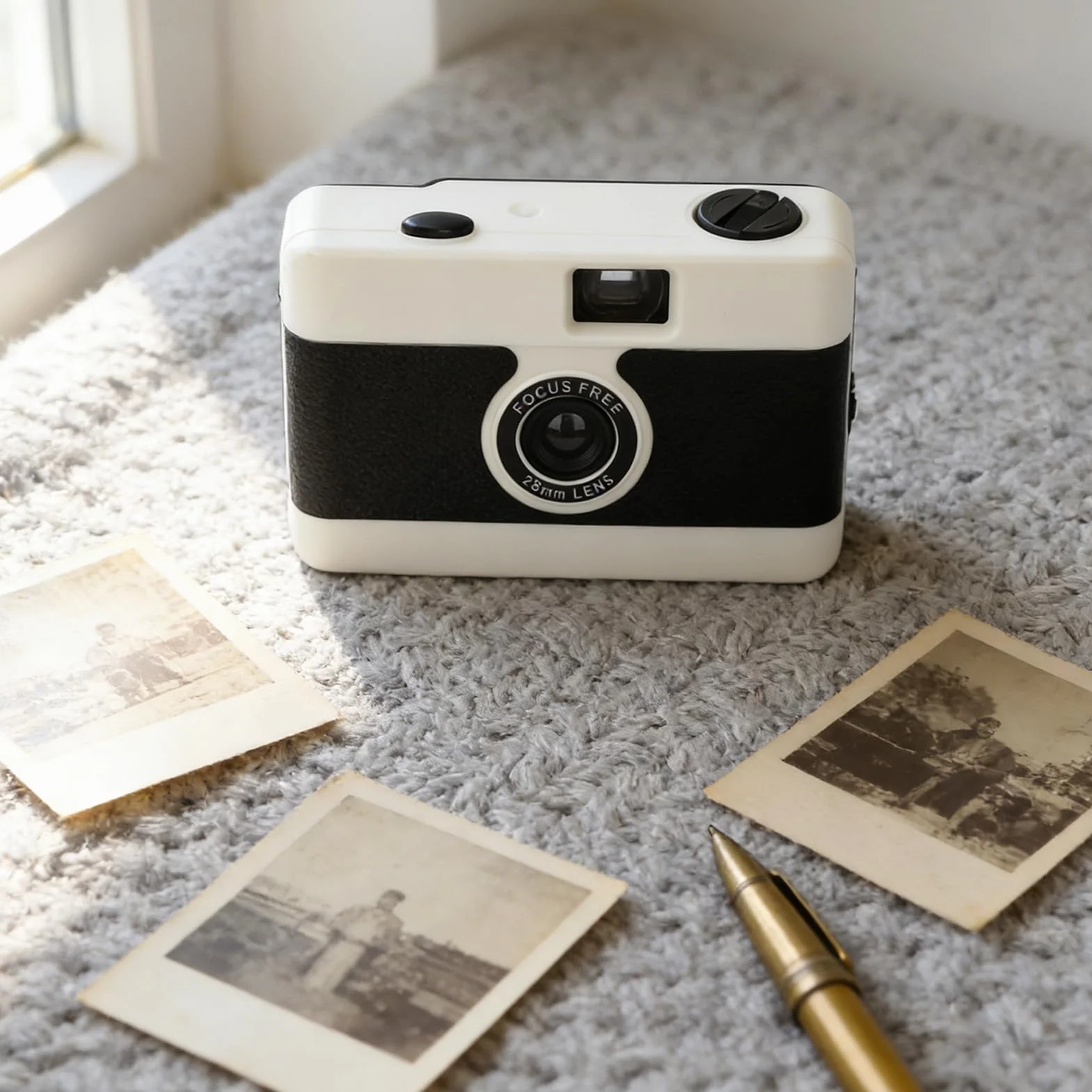 Sxhlseller Kamera filmowa 35 mm, 35 mm, w stylu vintage, wielokrotnego użytku, wbudowana błyskowa, nie wymaga ustawiania ostrości, do fotografii podróżnej (biała)