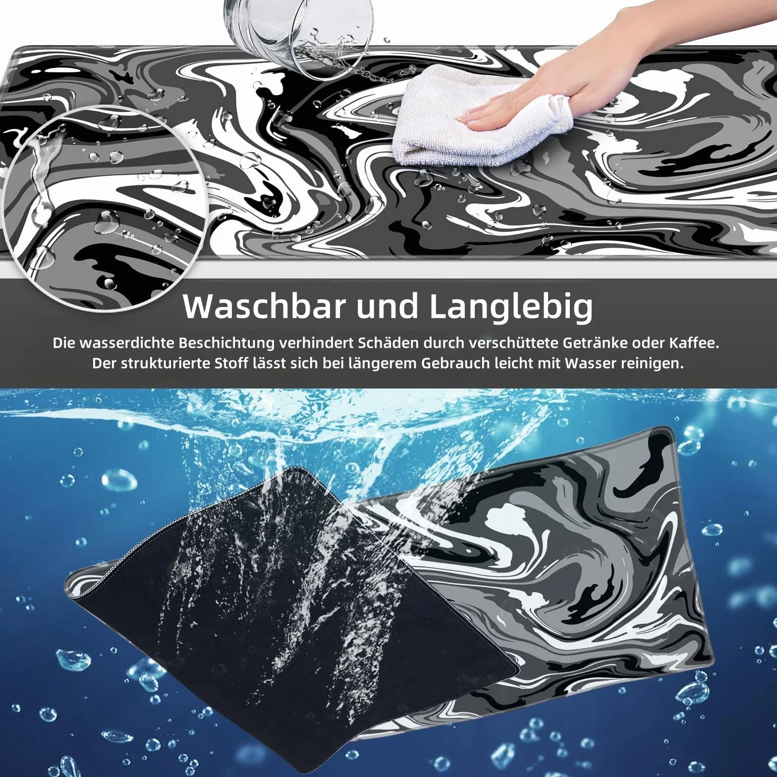 duża podkładka pod mysz do gier XXL, 900x400 mm podkładka pod mysz antypoślizgowa, podkładka pod mysz z obszytymi krawędziami, na PC, MacBook, laptop Poprawia precyzję i szybkość,szary