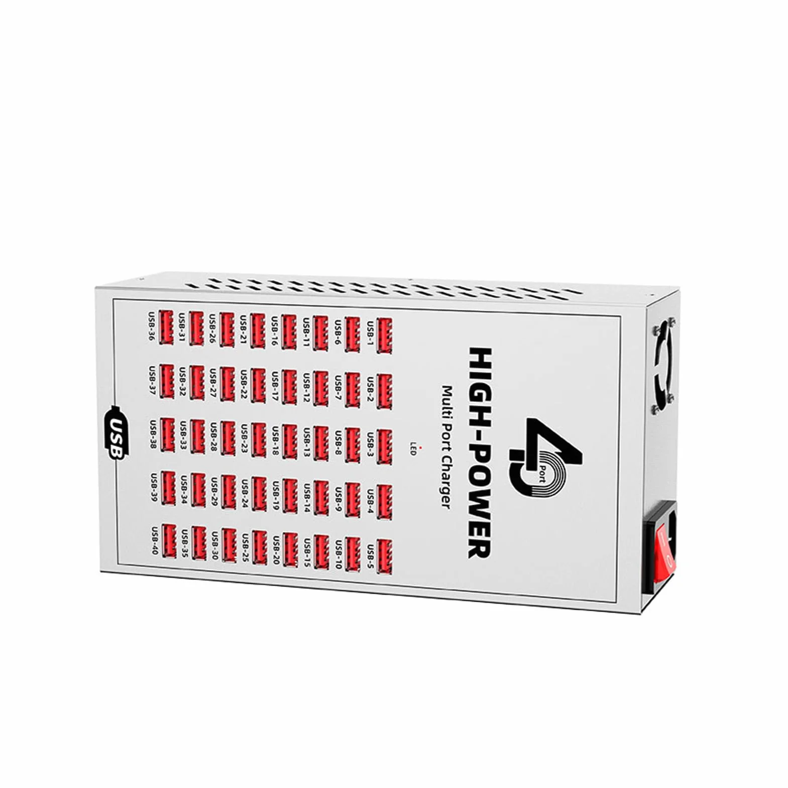 Cryfokt 40-portowa Stacja ładująca USB Wydajne, Szybkie ładowanie Wielu urządzeń w Domu/biurze/szkole, Przenośna ładowarka Biurkowa z metalową obudową (Wtyczka UE 220-250 V)