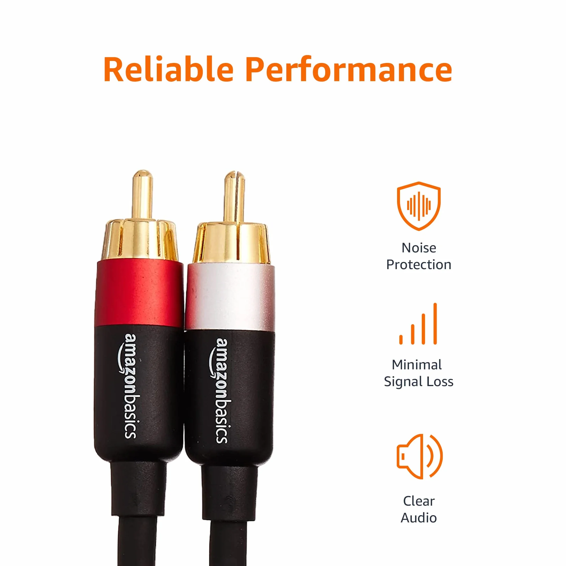 Amazon Basics Kabel audio 2 RCA 1,22 m pozłacane wtyczki czarny