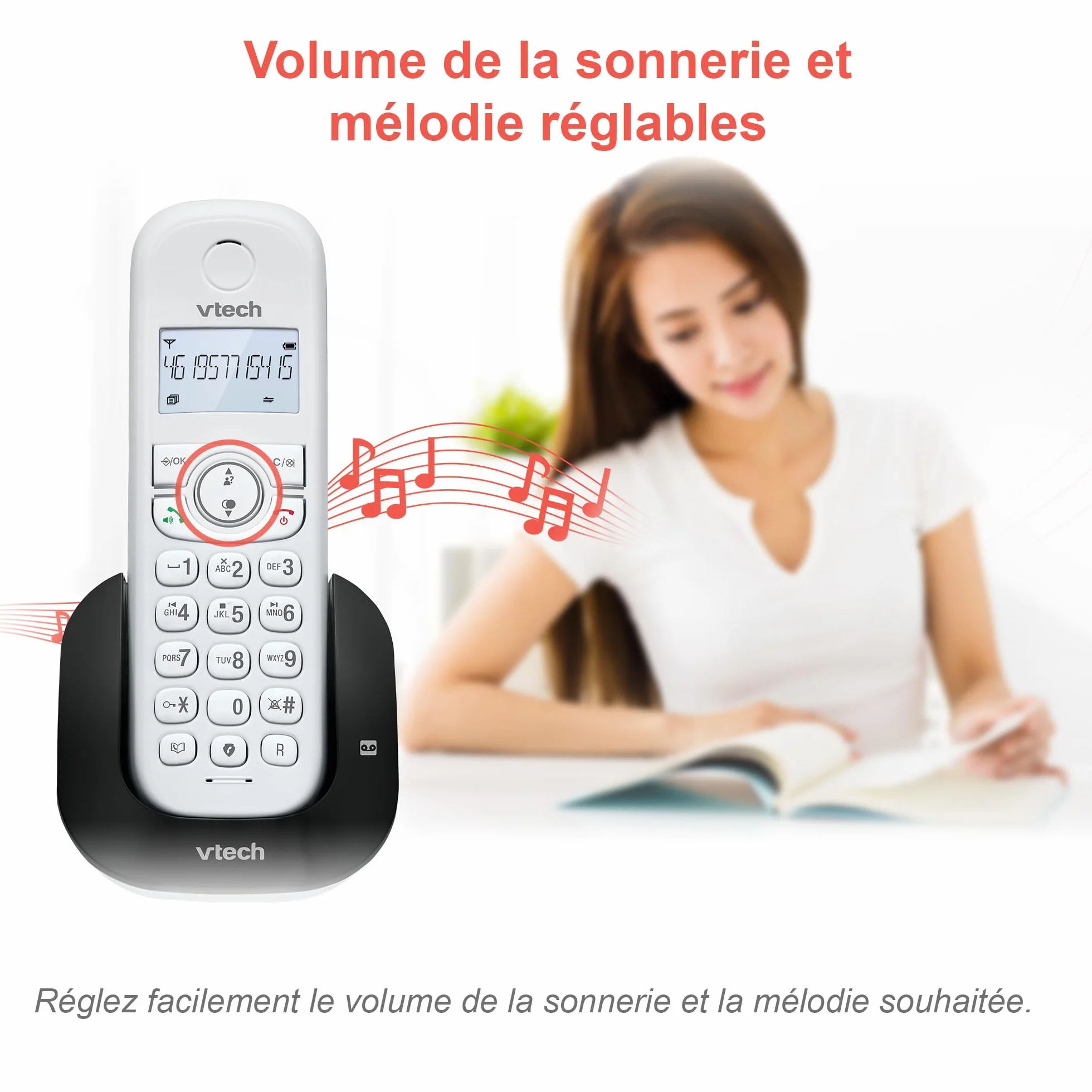VTech CS1551 Bezprzewodowy telefon DECT z 2 słuchawkami z ładowarką, automatyczną sekretarką, blokadą połączeń, identyfikatorem dzwoniącym/połączenia oczekującego, głośnikiem, podświetlanym ekranem i