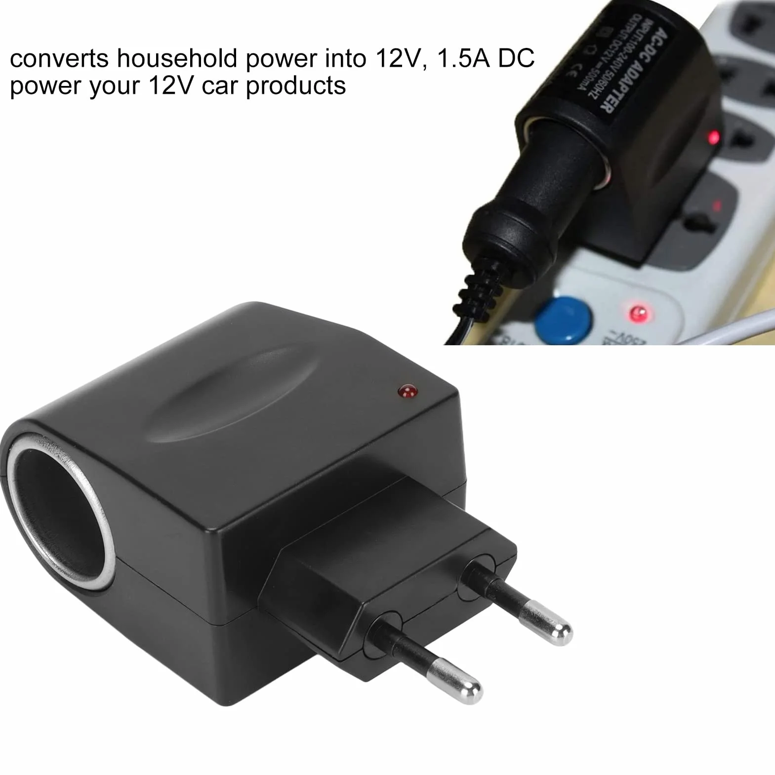 Uniwersalny Konwerter AC na DC 1500mA 1.5A 240V AC do 12V DC Adapter Gniazda Zapalniczki Samochodowej