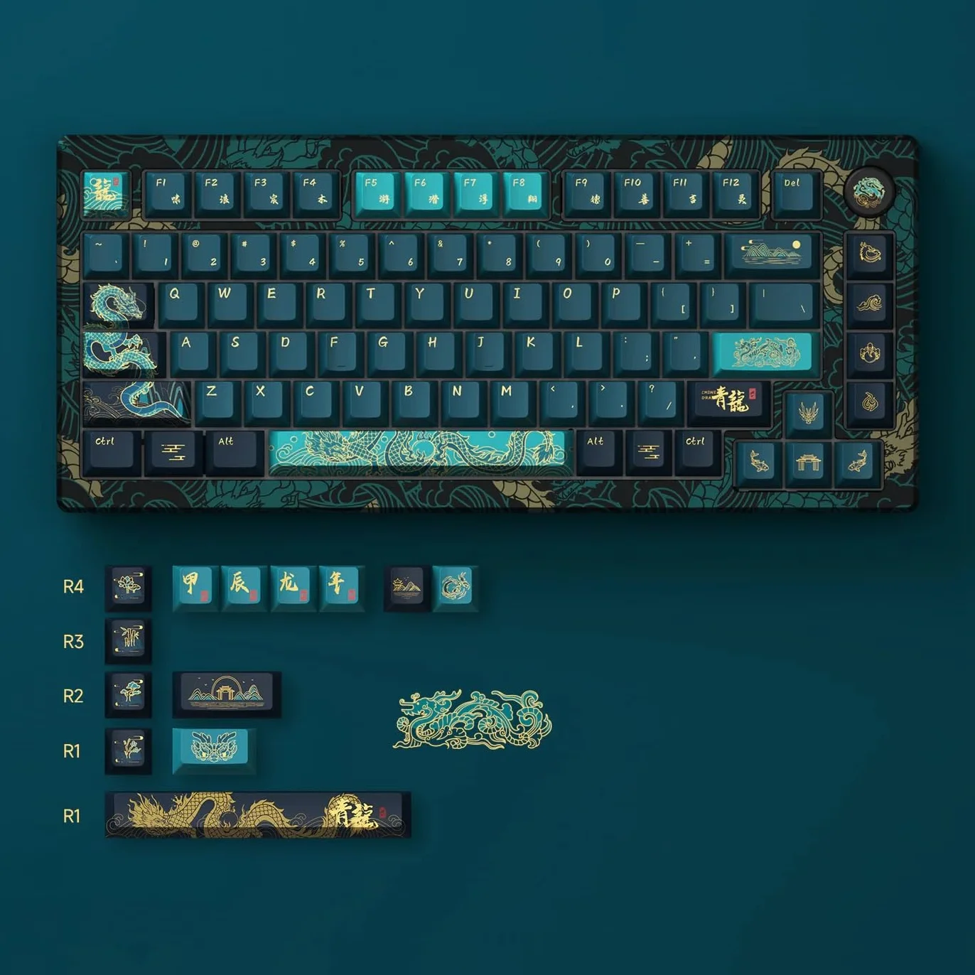 Akko MOD 007 V3 HE Year of Dragon Przewodowa Klawiatura Mechaniczna, RGB LED, 8000Hz Polling Rate, Rapid Trigger, Dynamic Keystrokes, Mod-Tap, Toggle Key, Cream Yellow Magnetic Switch