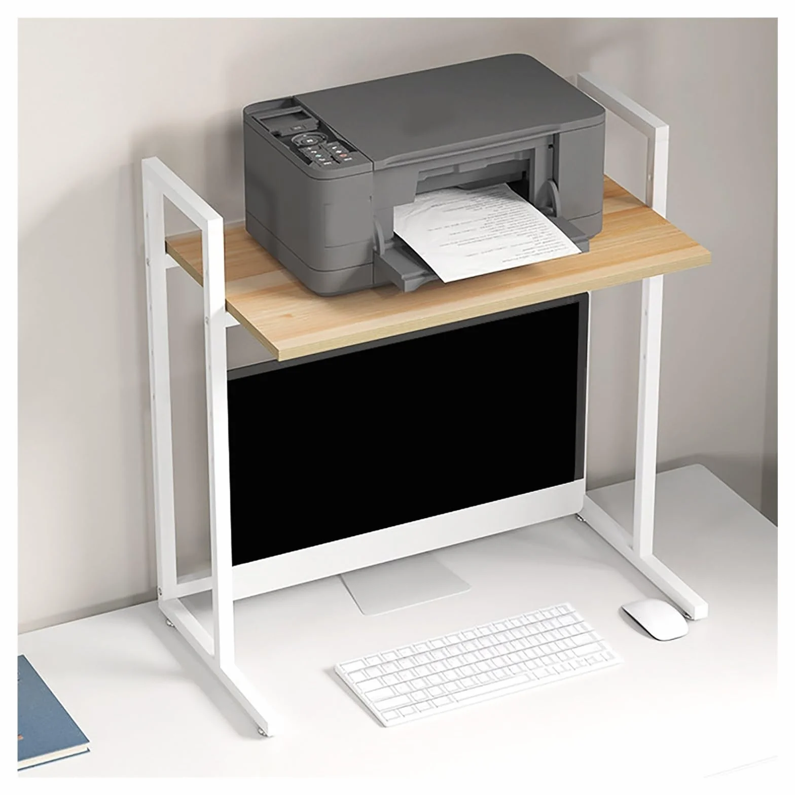 Podstawka Pod Monitor na Biurko, Wielopoziomowa Półka Ścienna, Przenośna Półka Biurkowa – na Książki, Artykuły Biurowe i Sprzęt Audio(White,19.6in/50cm)