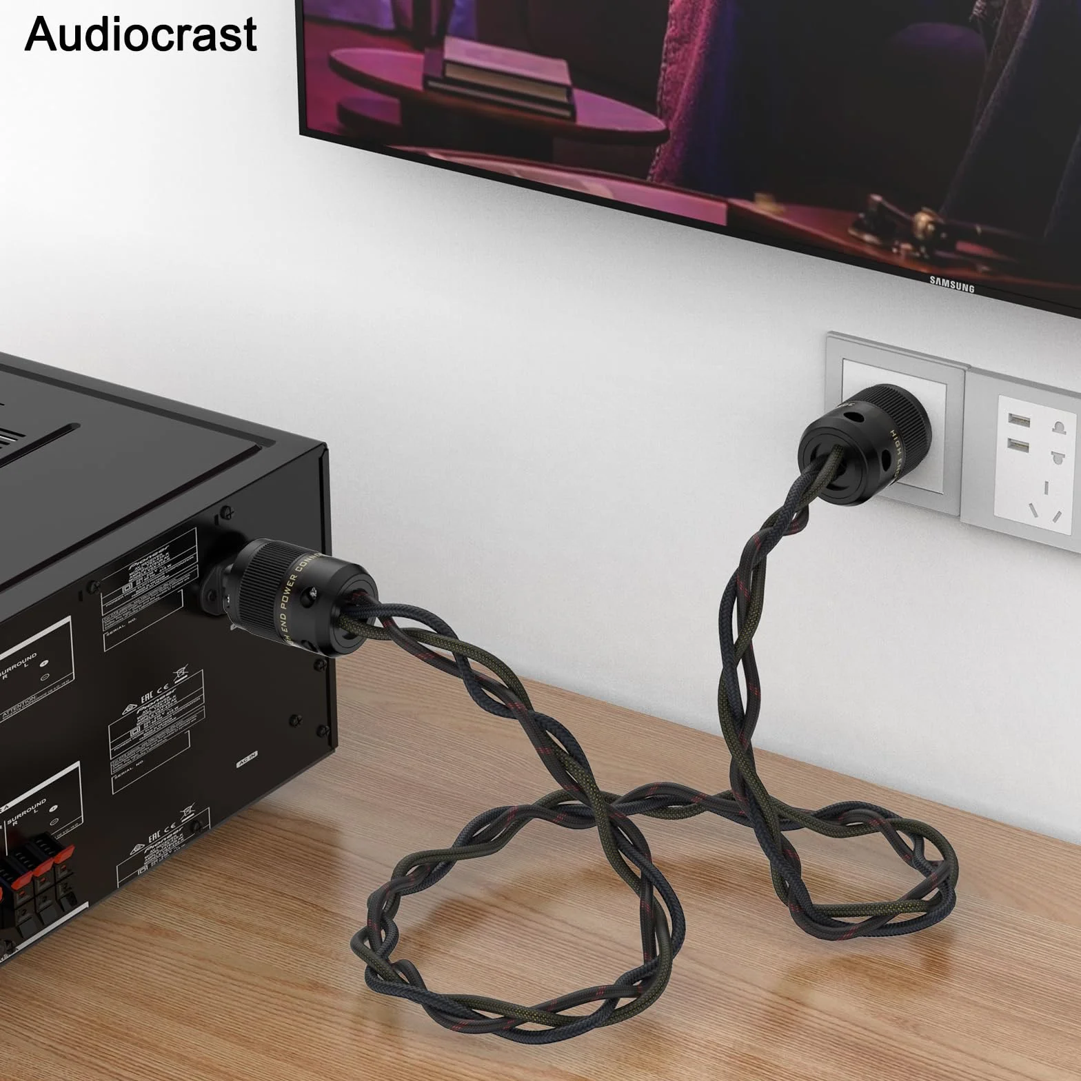 High-End kabel sieciowy HiFi kabel sieciowy z wtyczką Schuko i złączem zimnego do subwoofera, wzmacniacza, złącza DV/AV C15 (1,5 m)