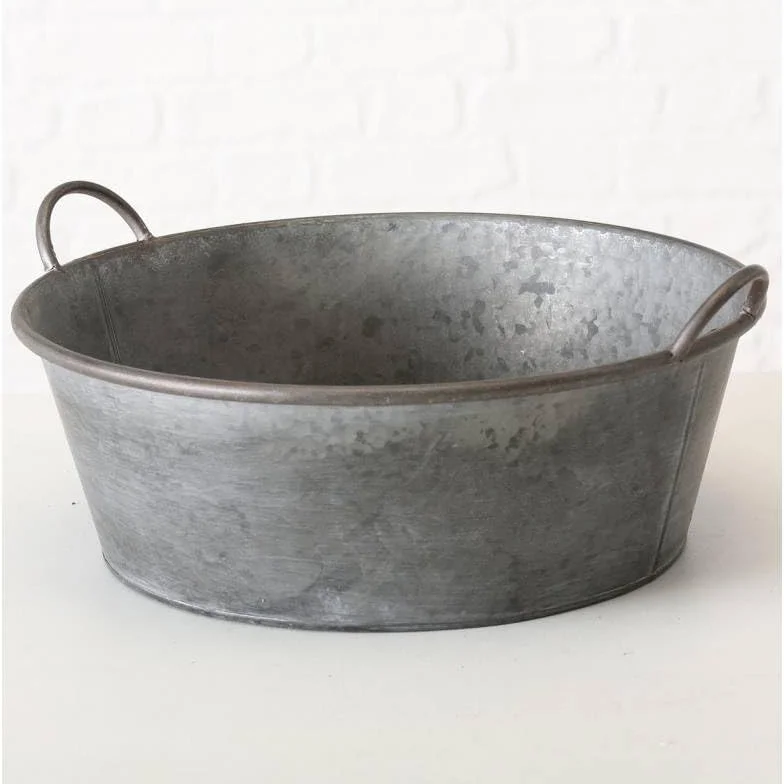 The Time Heritage Metal Basin Efekt cynku taca na rośliny Jacksona z okrągłym uchwytem Gm 19x42x47,5cm