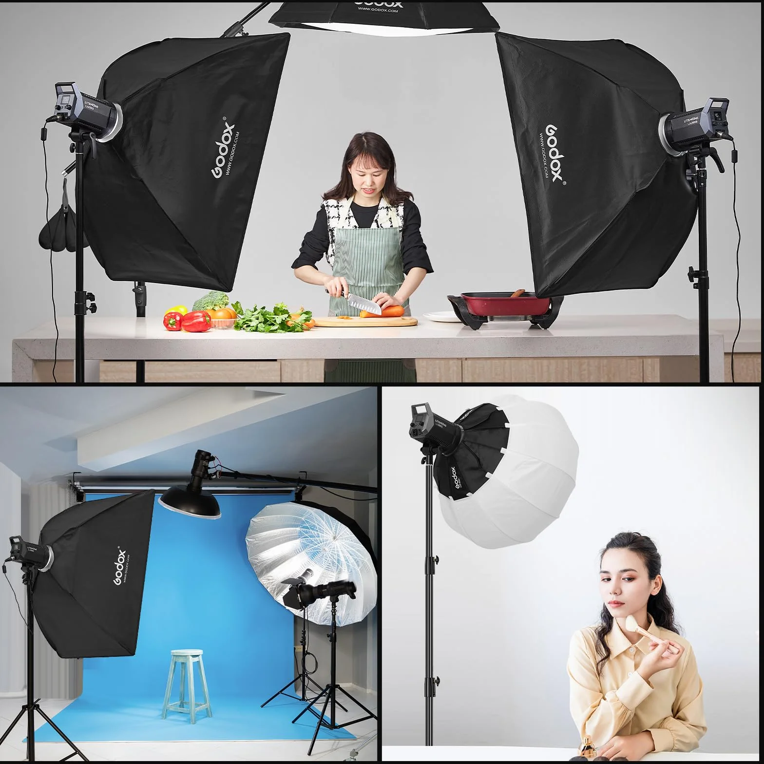 Godox Litemons LA200Bi 230w światło dzienne wideo, dwukolorowe studyjne światło ciągłe 5600K, CRI 96+ TLCI 97+, 101000lux z 8 efektami FX Mocowanie Bowens i sterowanie APP do transmisji na żywo, wideo