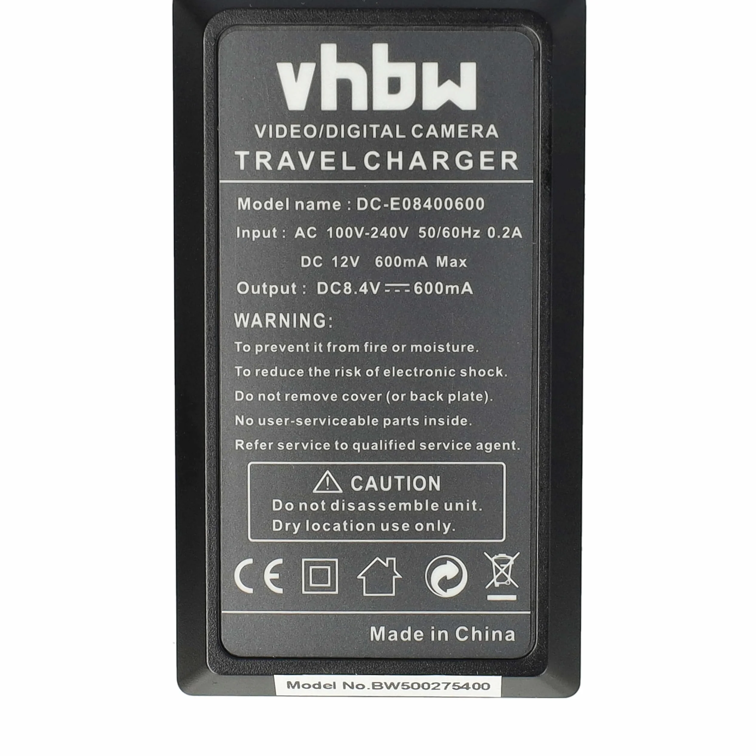 vhbw Ładowarka kompatybilna z kamerą Hitachi DZ-MV550A, DZ-MV580A - ładowarka, adapter samochodowy, wskaźnik ładowania, 8,4 V