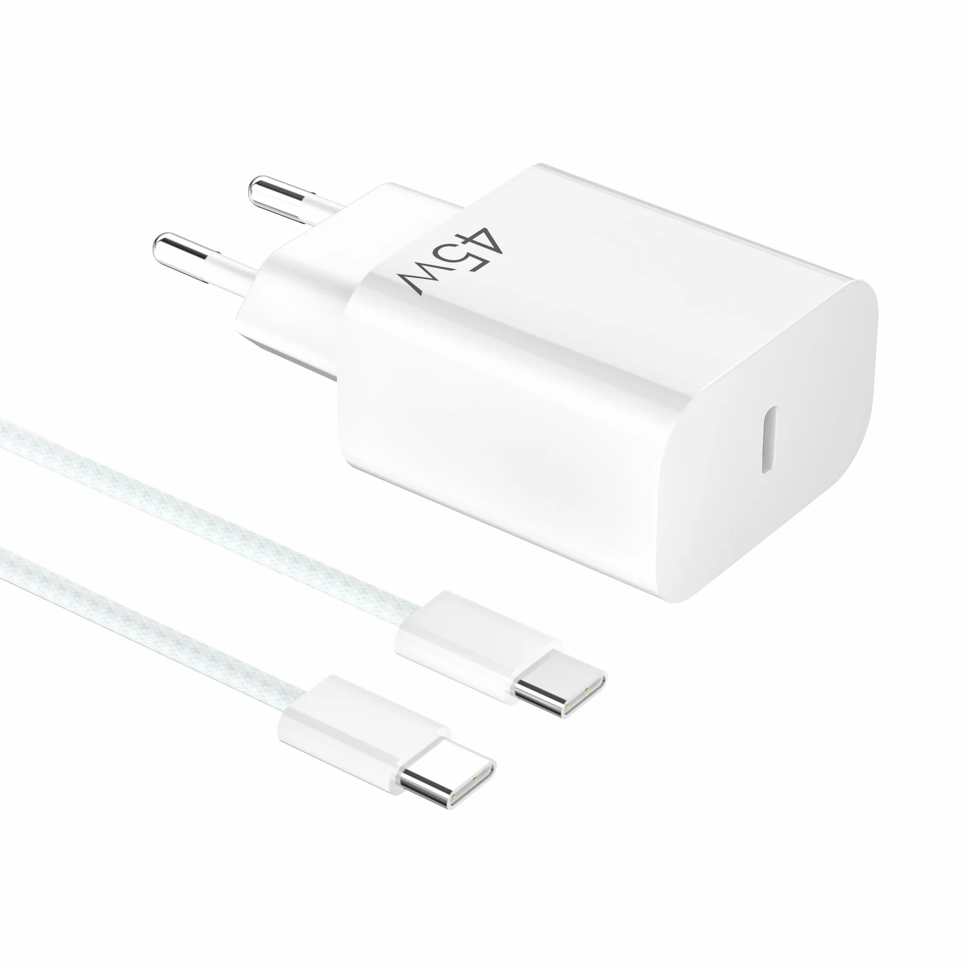 YISH 45W USB-C Szybka Ładowarka - GaN PD3.0 Wtyczką USB-C Zasilacz USB Typ C Fast Charger, Kompaktowa do Smartfonów 17/16/15 Pro MAX/S25/S24/S23, Szybka Ładowarka z Wtyczką, USBC Kabel 60W 1 m