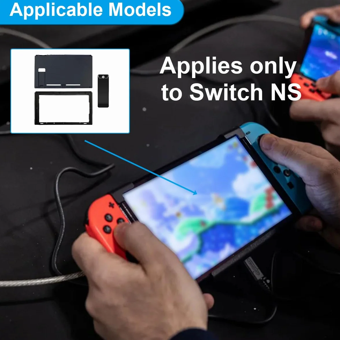 Wymienna tylna pokrywa do konsoli Nintendo Switch, DIY, przednia tylna płyta czołowa, górna dolna obudowa do przełącznika tylna płyta z wymienną podpórką i narzędziami naprawczymi HAC-001