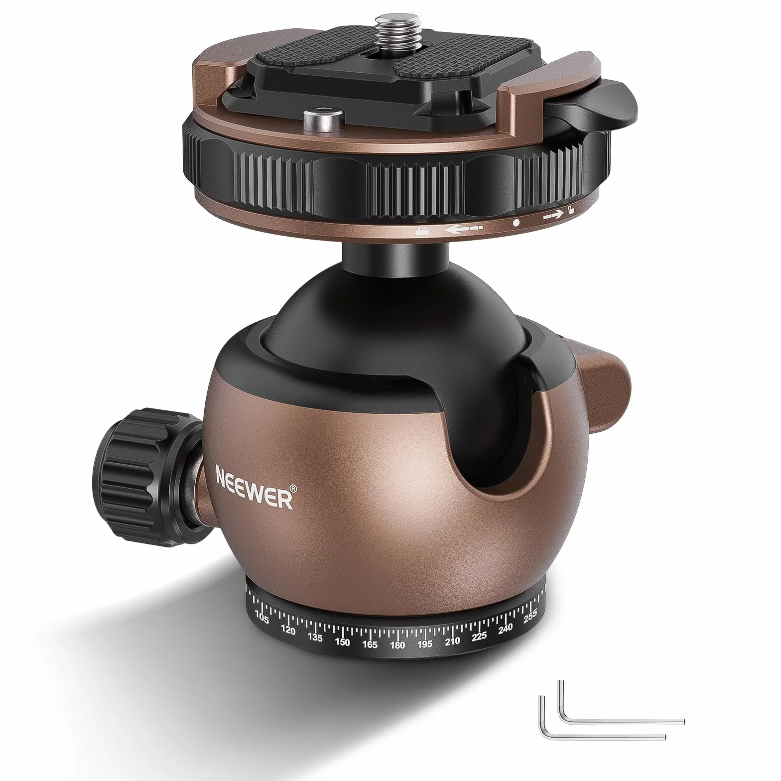 Neewer Adapter do montażu głowicy kulowej statywu, niskoprofilowy uchwyt kulowy do kamery z głowicą statywu, szybka blokada z płytką QR 1/10.2 cm, kompatybilny z klipsem do kamery Peak Design,