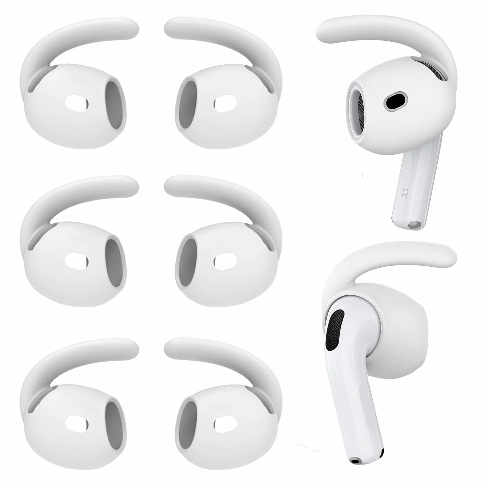 Adhiper 3 pary pokrowców na słuchawki AirPods 4 [nie pasują do etui ładującego], antypoślizgowe, odporne na upadki silikonowe zaczepy na ucho, kompatybilne z AirPods 4. generacji (białe)