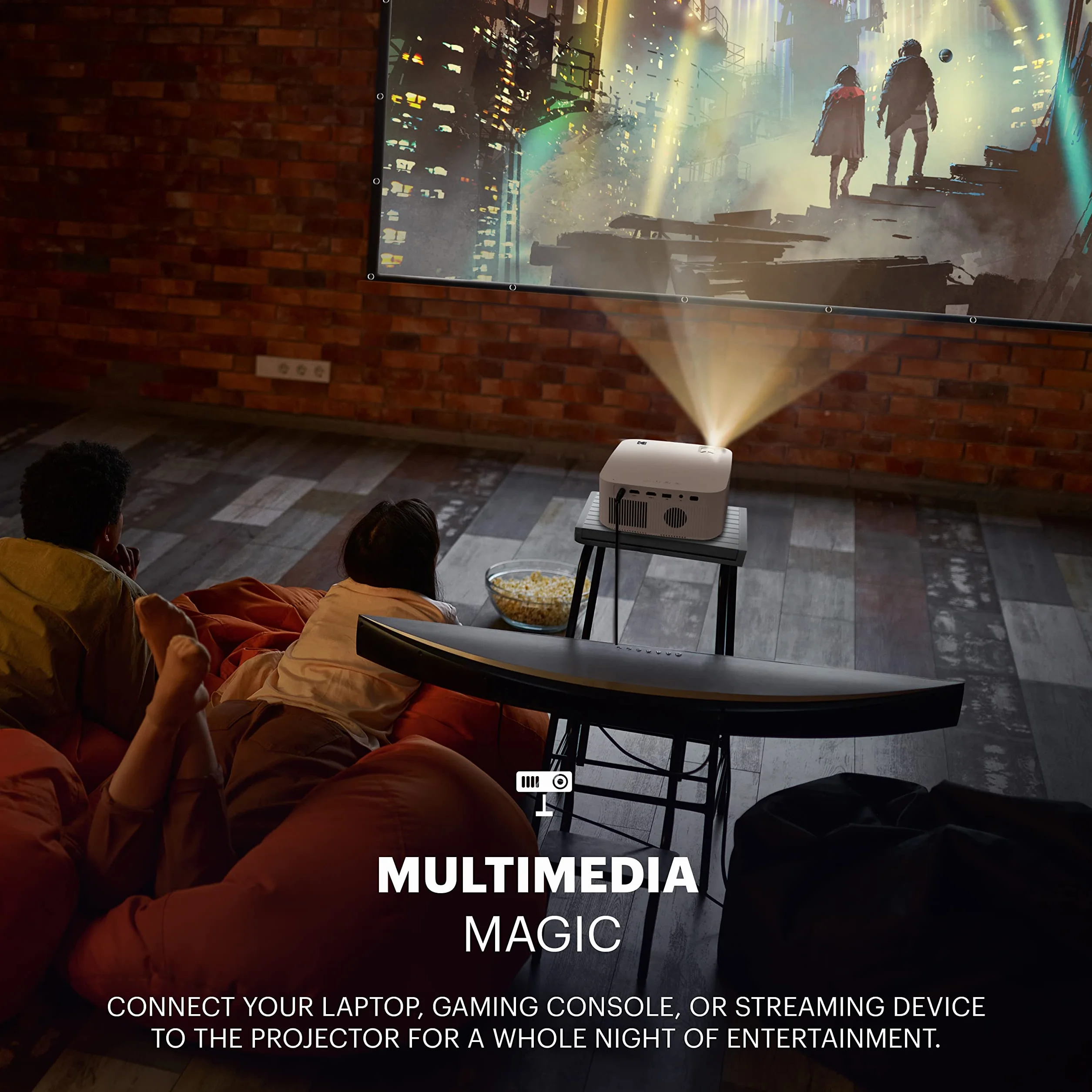 KODAK FLIK X10 Full HD Zestaw projektora multimedialnego | Mini kompaktowy przenośny zestaw kina domowego 1080p z 100-calowym ekranem projekcyjnym