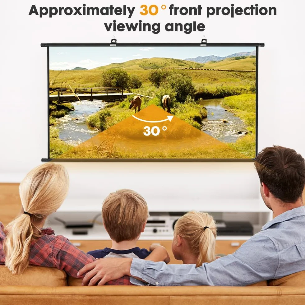 Gohytal Projektor na płótnie ze statywem 100 cali, przenośny projektor na płótnie 16:9, 4K HD ekran ze statywem z regulacją wysokości do kina domowego, do użytku wewnątrz i na zewnątrz, do filmów
