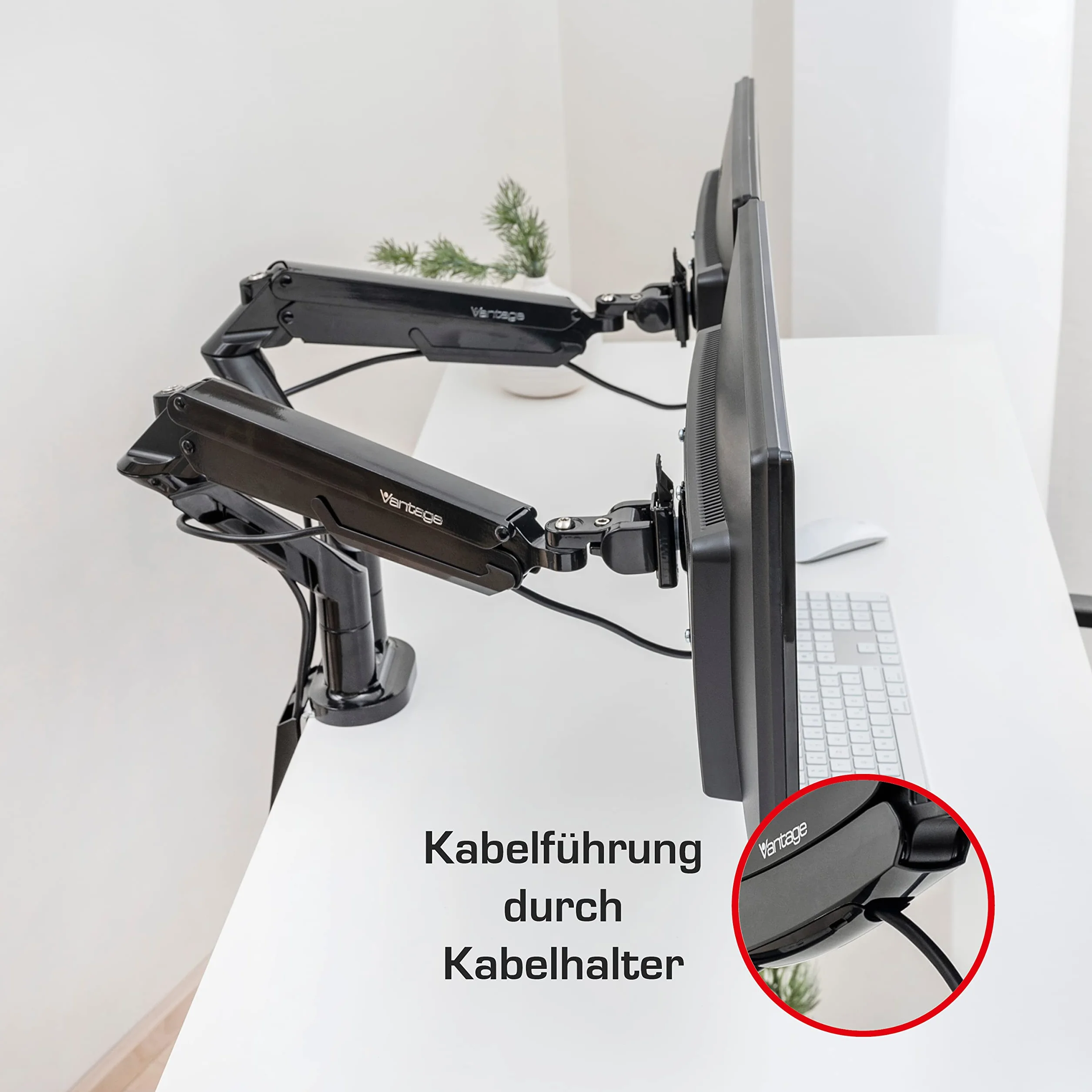 Vantage Premium Duo uchwyt do monitora (VESA 75 & 100, 2 x 2-9 kg, do ekranów 17-32 cali, ze sprężyną gazową, obrotowy, przechylany, wychylny) czarny