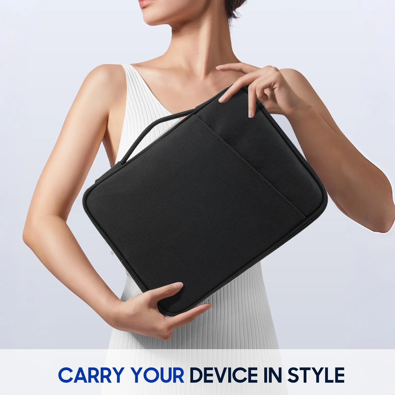 TiMOVO 9-11" Tablet Sleeve for iPad 11-inch A16 2025, iPad 10th Gen. 10.9"/10.2"/ Air 11/5th/4th Gen. 10.9", Galaxy Tab A9 Plus 11", Protective Bag with Pockets, Black