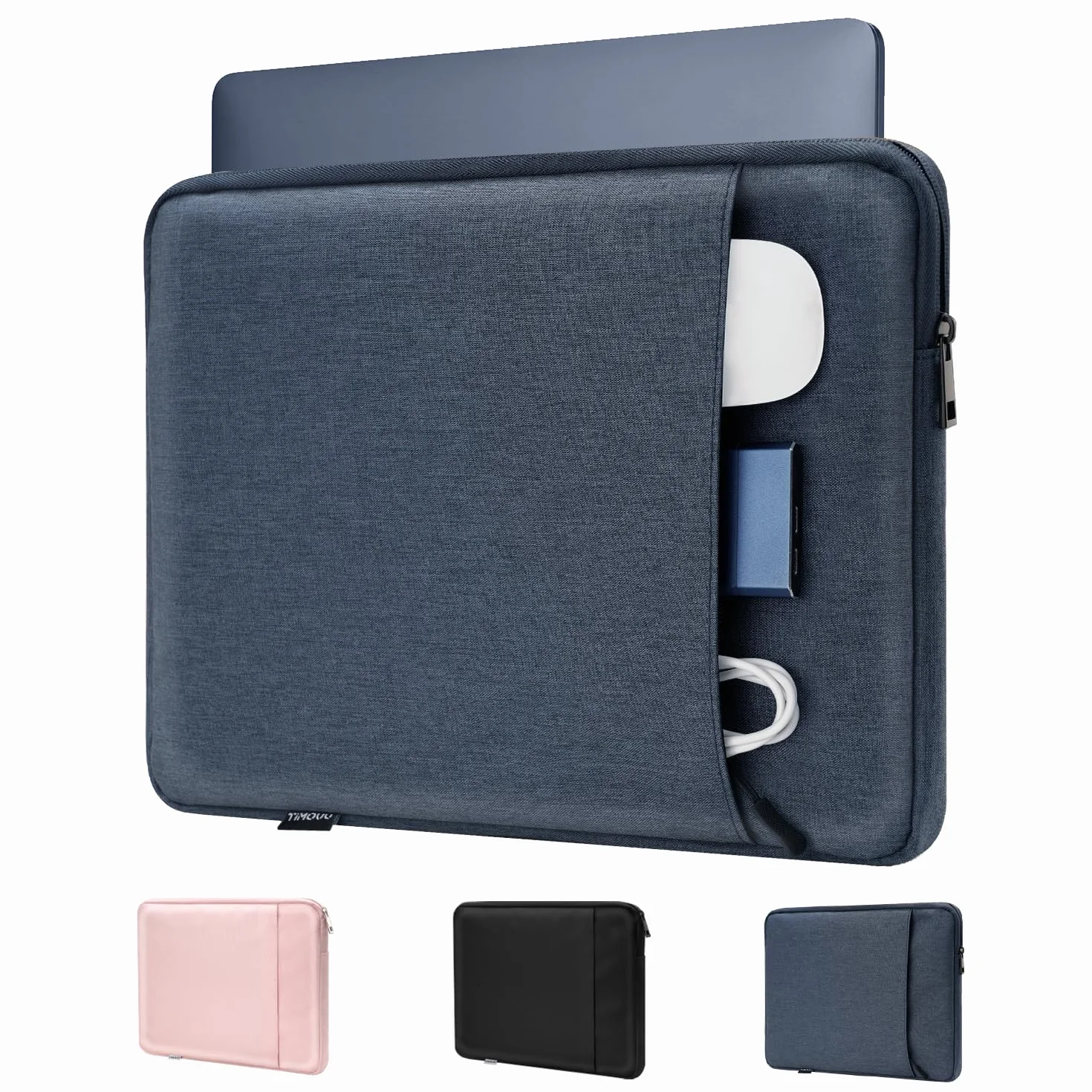TiMOVO Laptop Sleeve For MacBook Neo 13 Inch, Dark Blue | Carrying Case Compatible With 2026 Model A3404 Equipped With A18 Pro Chip, Built-In 2 Storage Pockets Portable Protective Bag