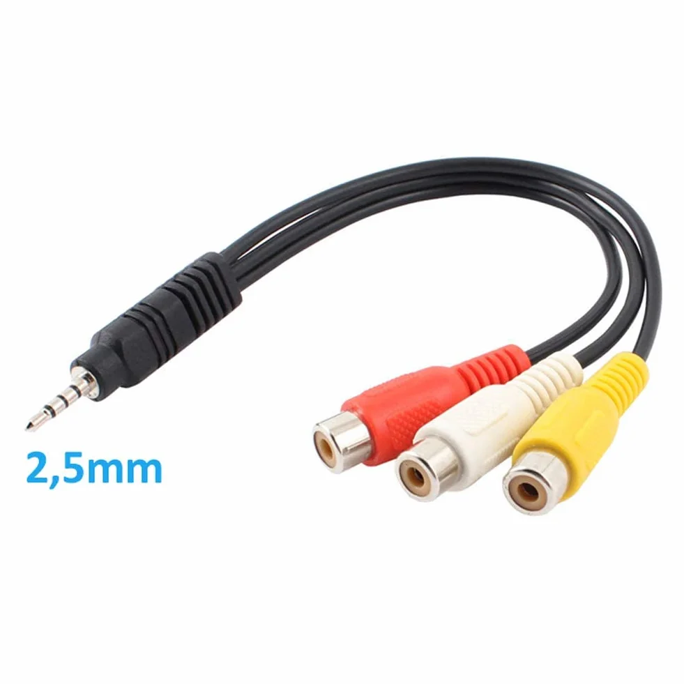 Kabel adaptera jack 2,5 mm na 3RCA żeński 30 cm