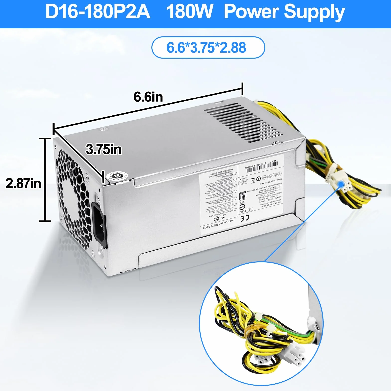 Nowy D16-180P2A D16-180P1B PA-1181-6 zasilacz 180 W kompatybilny z HP ProDesk 800 G3 sff 600 G3 sff, HP 280 Pro G3 MT 285 Pro G3 MT, P/N: L08261-000 L08 L08 261-002 901771-004 901771-003