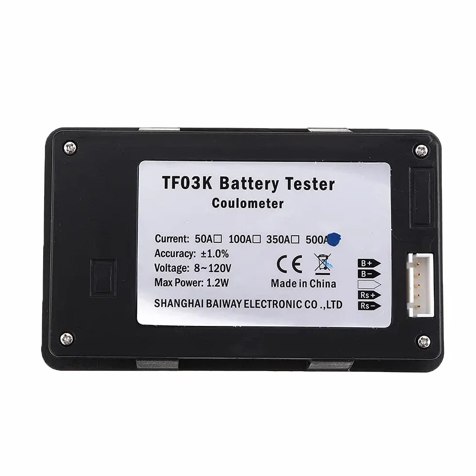 DollaTek TF03K 500 A monitor akumulatora, programowalny alarm wysokiego i niskiego napi?cia, zakres napi?cia 10 V-120 V z kablem przy??czeniowym i 5 m ekranowanym kablem