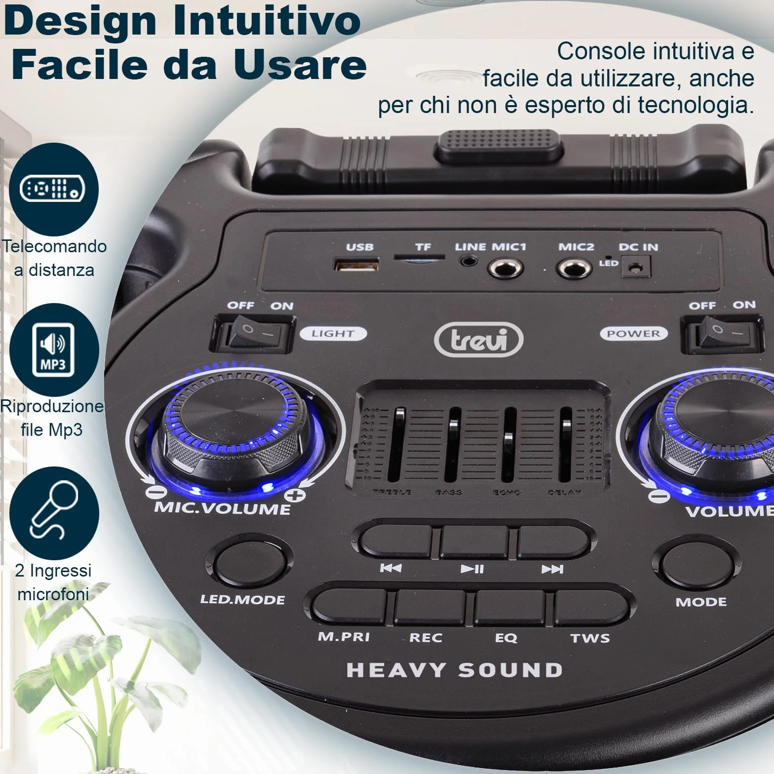 Trevi XFest XF 1400 KB bezprzewodowy głośnik 100 W, przenośny głośnik z mikrofonem z kablem w zestawie, wejściami USB, micro SD, AUX-IN i gitarą, funkcja TWS, wbudowana bateria wielokrotnego ładowania