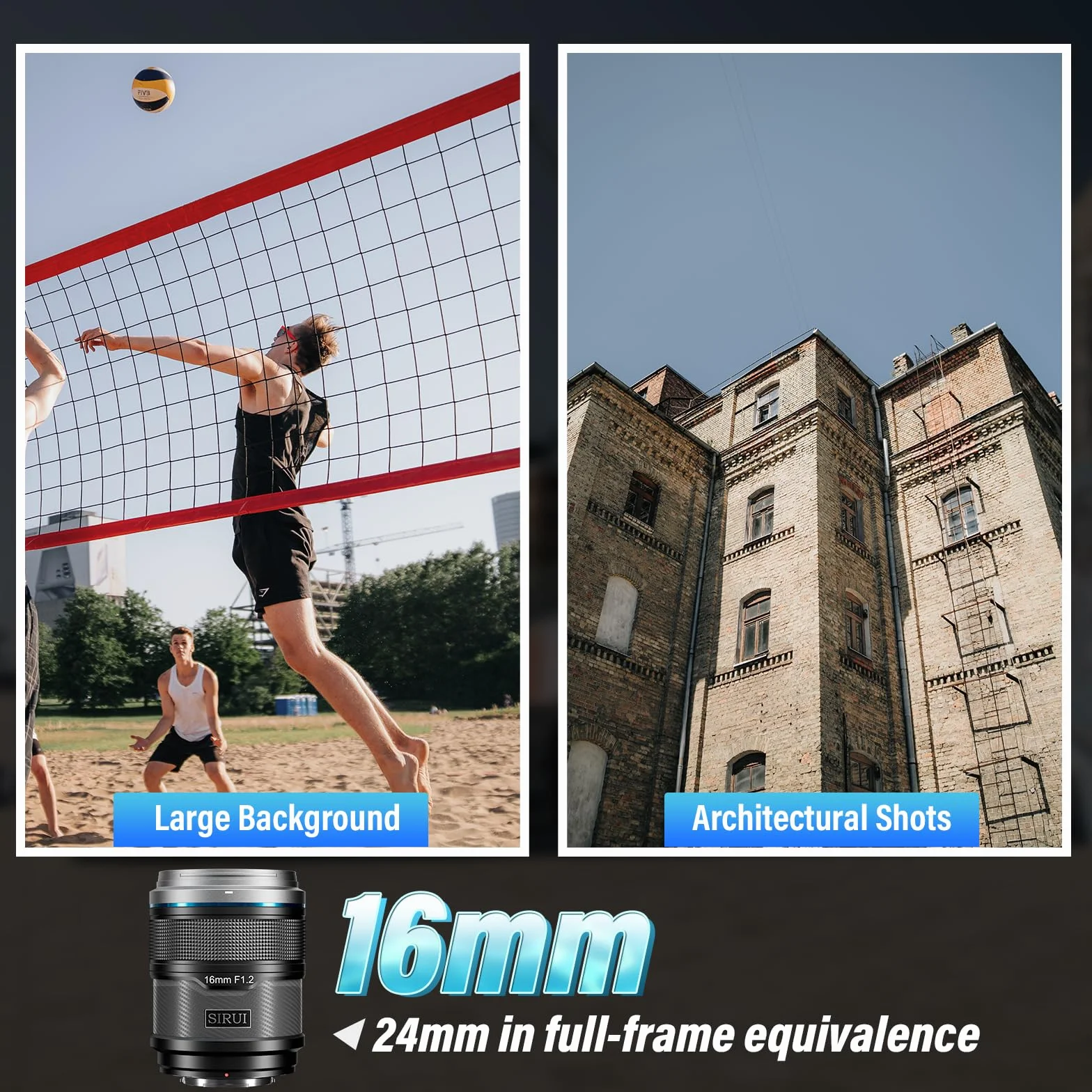 SIRUI Sniper Obiektyw z autofokusem 16 mm, szerokokątny obiektyw aparatu APS-C F1.2 do X-T4, X-T5, X-H1, X-H2/H2S, X-T3, X-T30, X-S10 (mocowanie X, czarny)